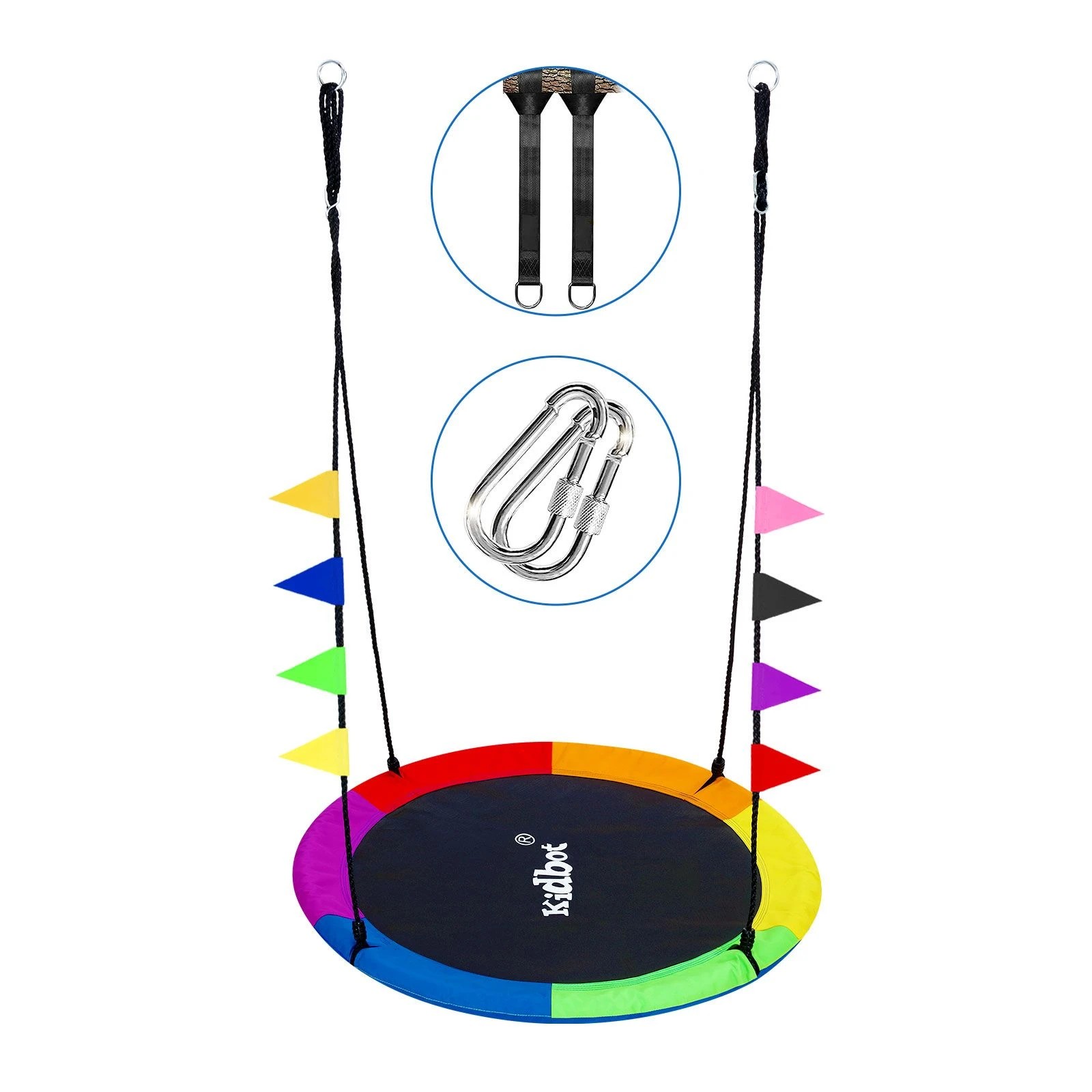 4 Kidbot 100cm Flying Saucer Tree Swing Seat Outdoor Round Hanging Play Set, 4 of 7