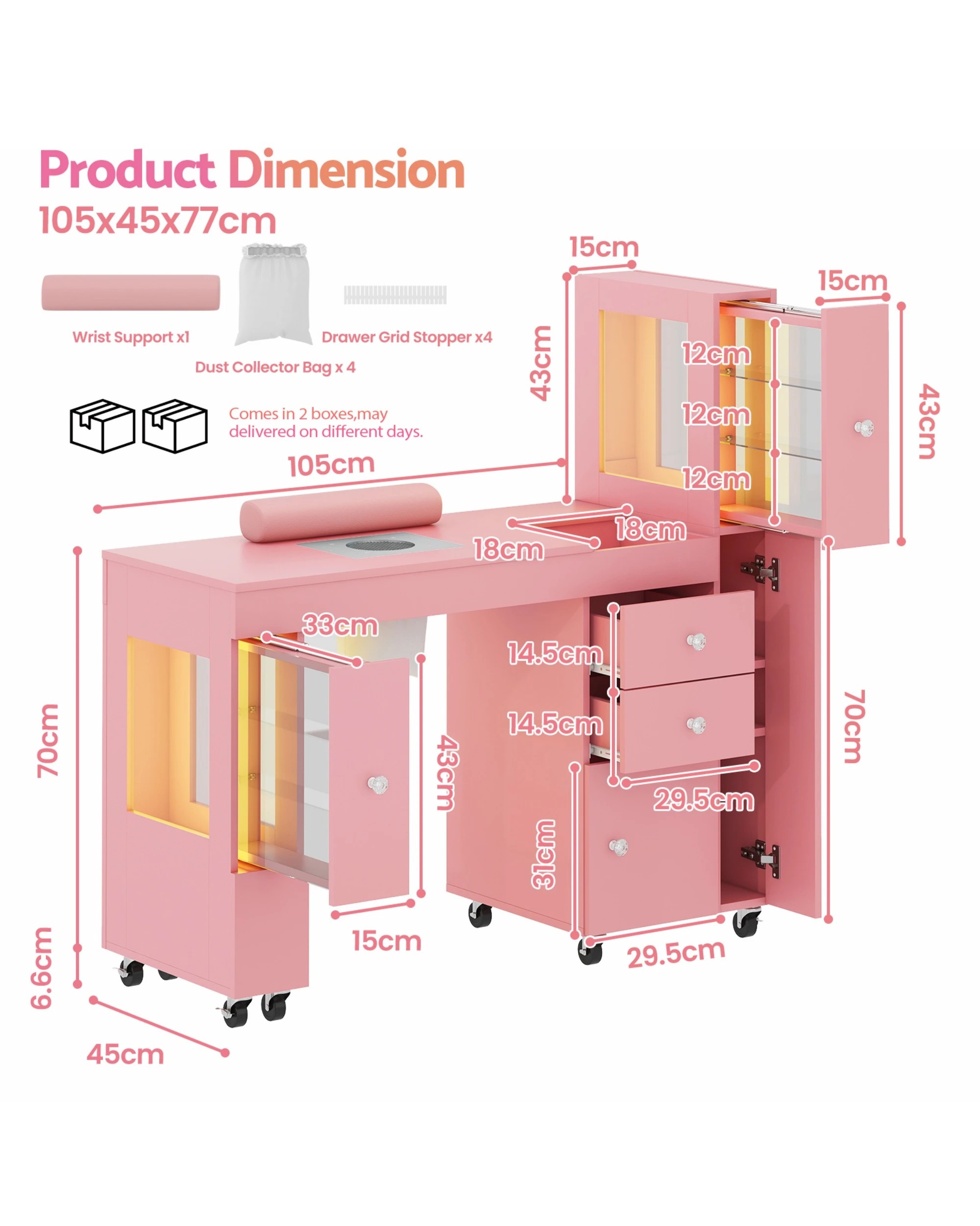 2 Advwin Manicure Table With Led Light Display Cabinet Dust Collector, 2 of 10