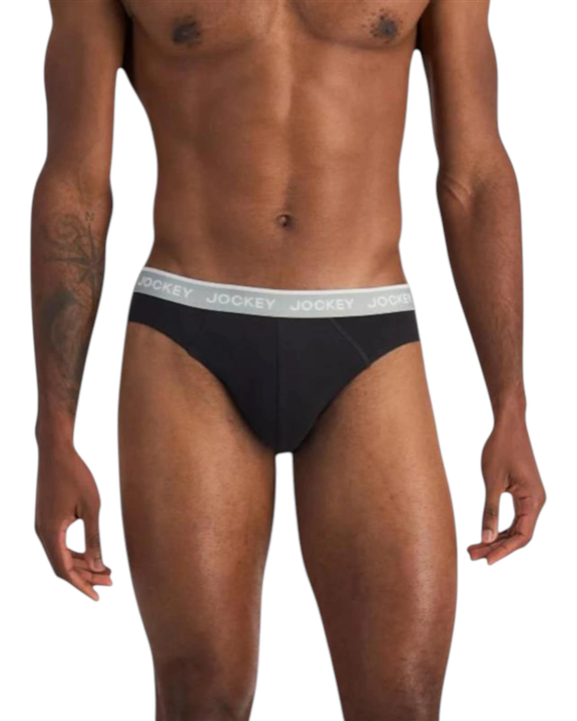 1 Jockey 4 Pack Elastic Cotton Brief Underwear Black Multi Undies BLACK, 1 of 10