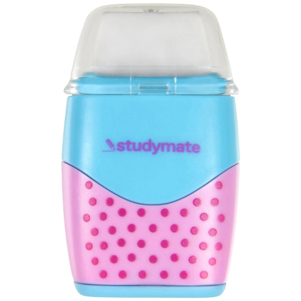 1 Studymate 2-in-1 Sharpener/Eraser Combo Blue/Pink, 1 of 4