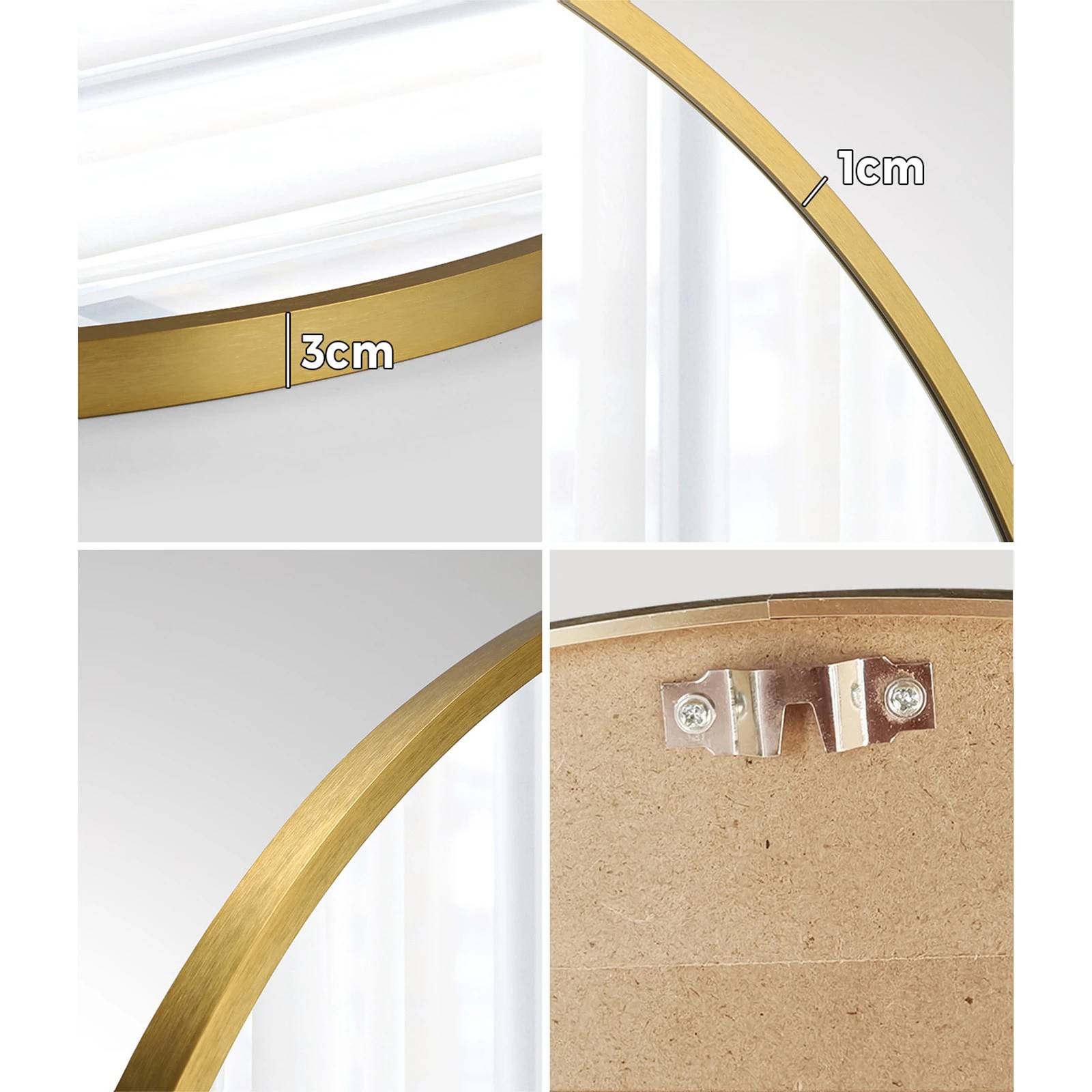 4 Oikiture Wall Mirrors Round Makeup Mirror Vanity Home Decorative 80cm
 - Gold, 4 of 9