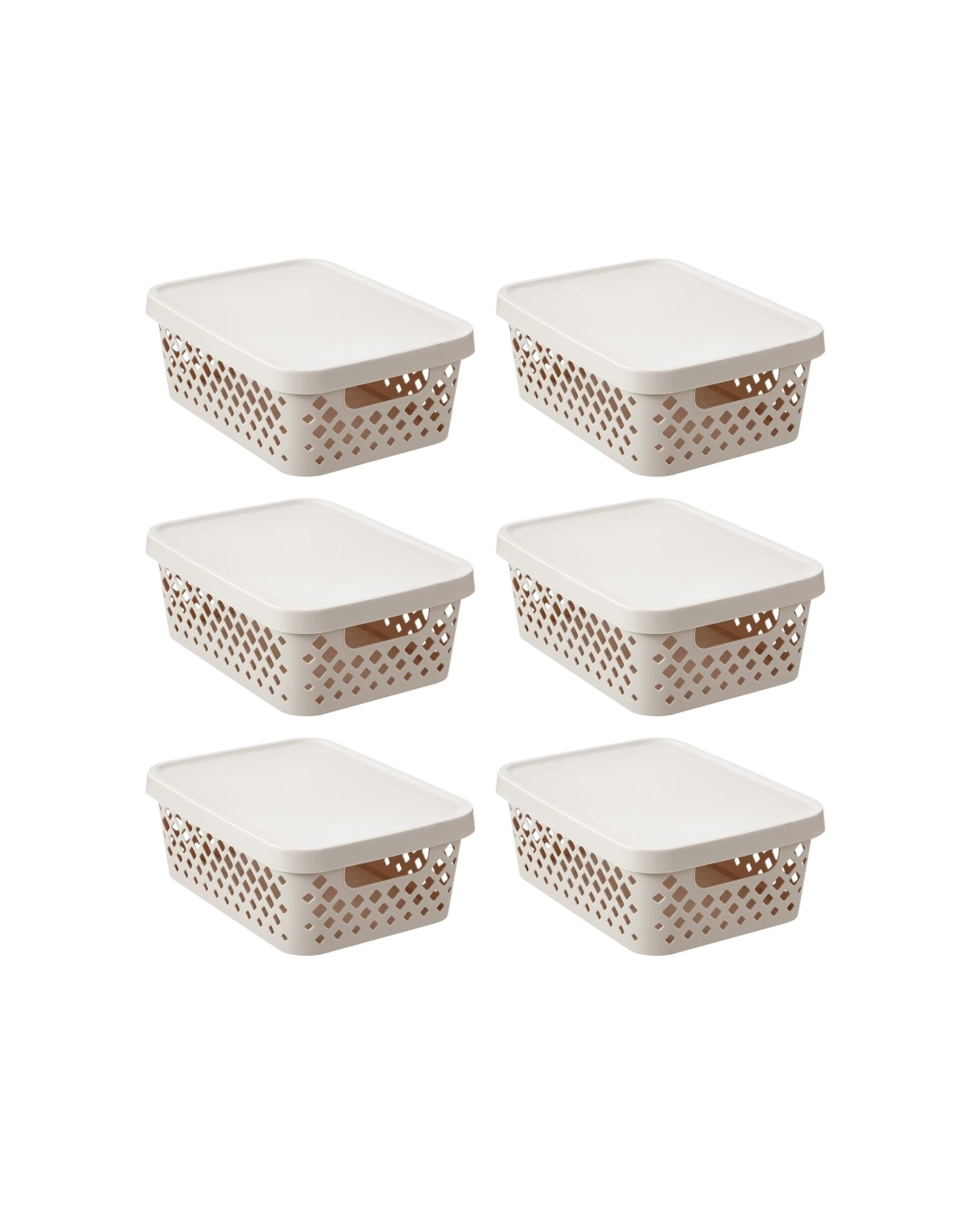 1 Boxsweden 6PK Diamond Tray Home Organiser Storage Container 10L - Beige, 1 of 5