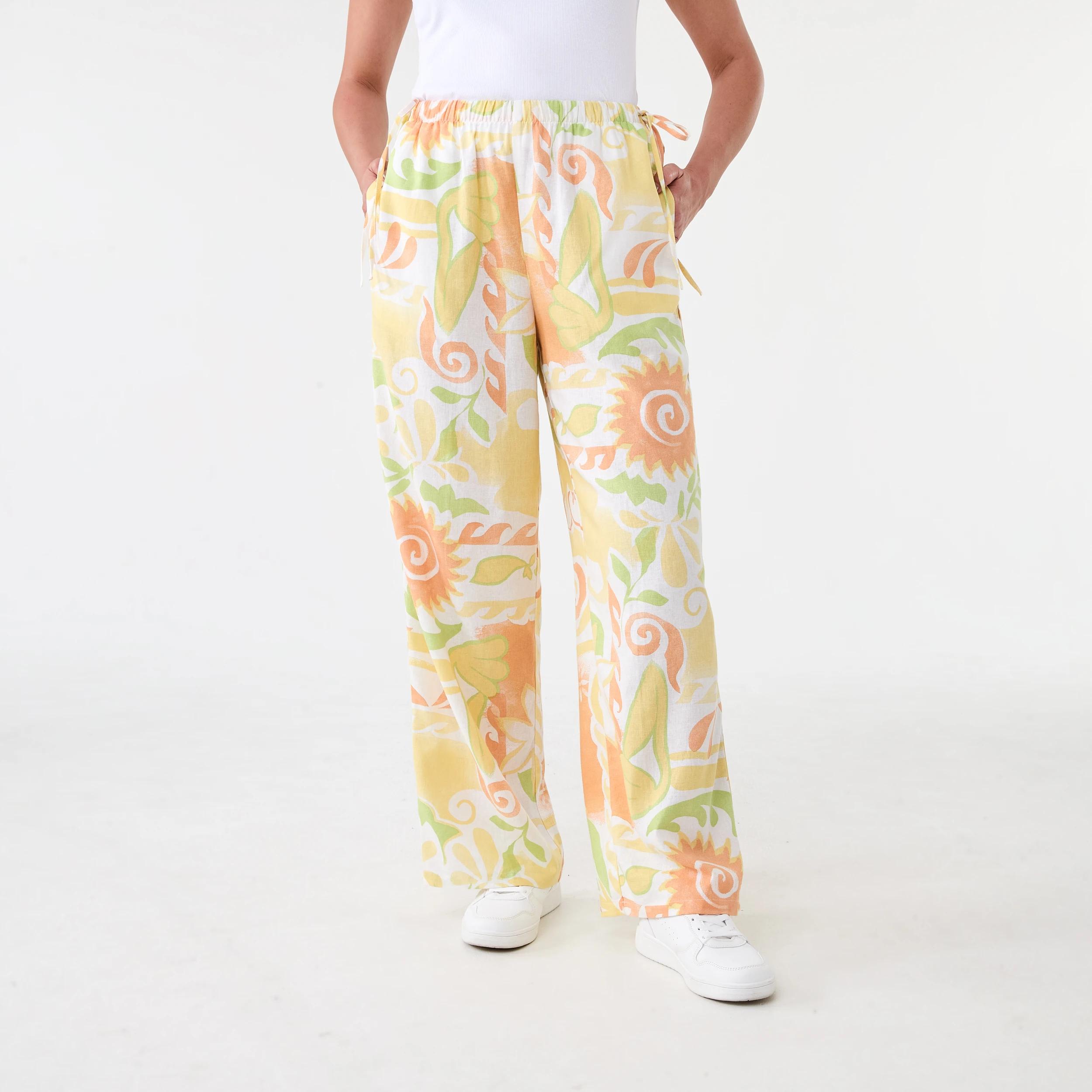 1 Linen Blend Side Tie Pants Smmer Tile, 1 of 7