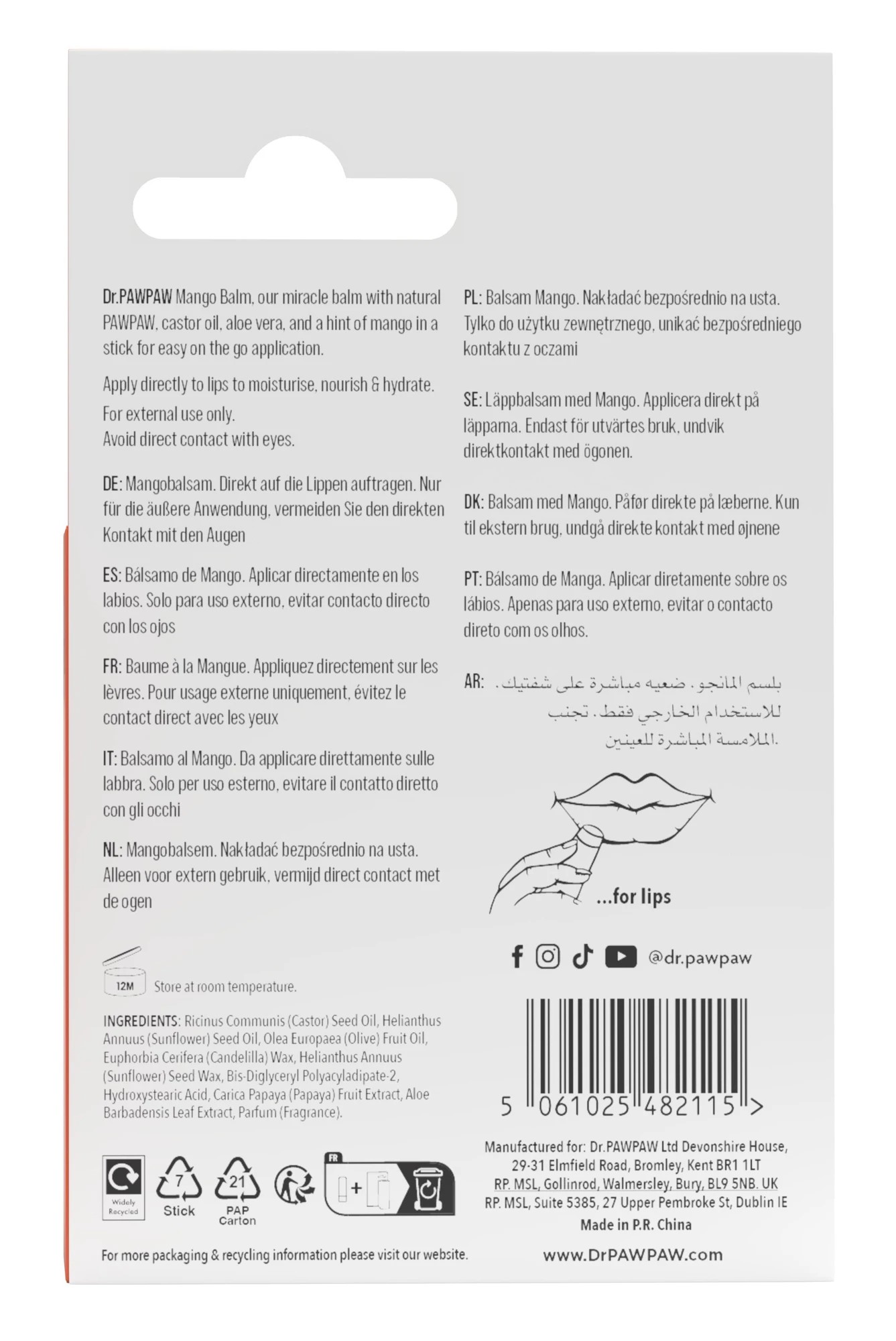 2 Dr. PAWPAW Lip Balm Stick - Mango, 2 of 2