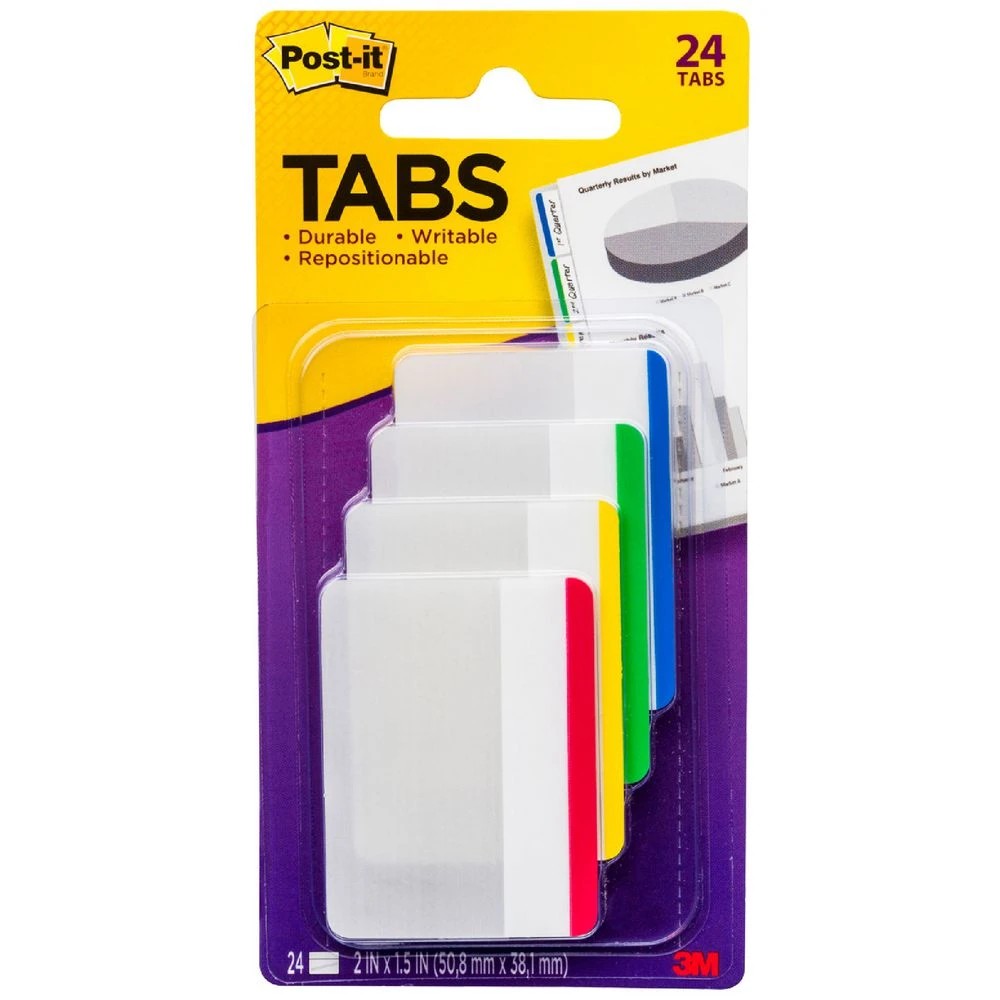 1 Post-it Durable Large Tabs 50 x 38mm Colour Border 4 Pack, 1 of 6
