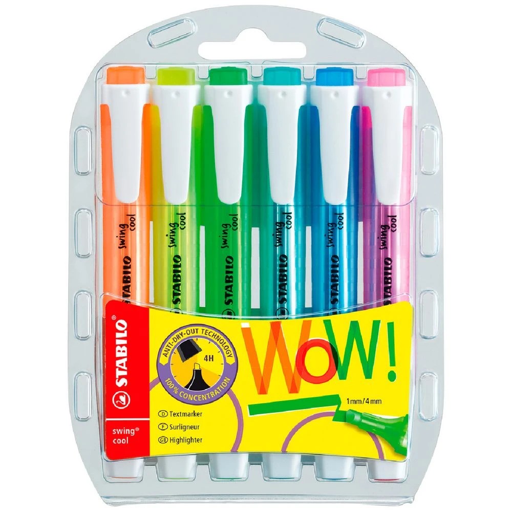 1 Stabilo Swing Cool Highlighters Assorted 6 Pack, 1 of 3