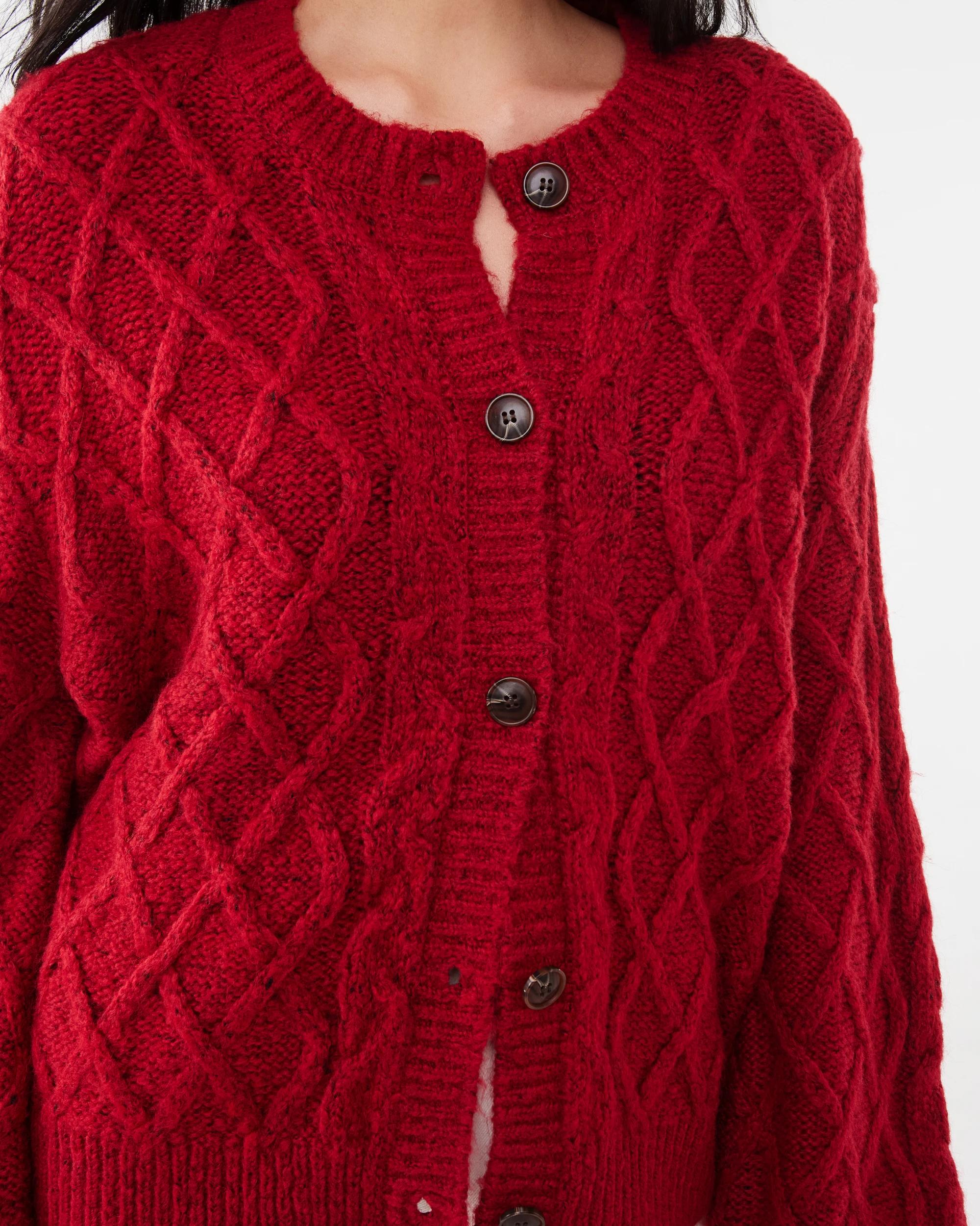 10 Cable Cardigan Spice Red, 10 of 11