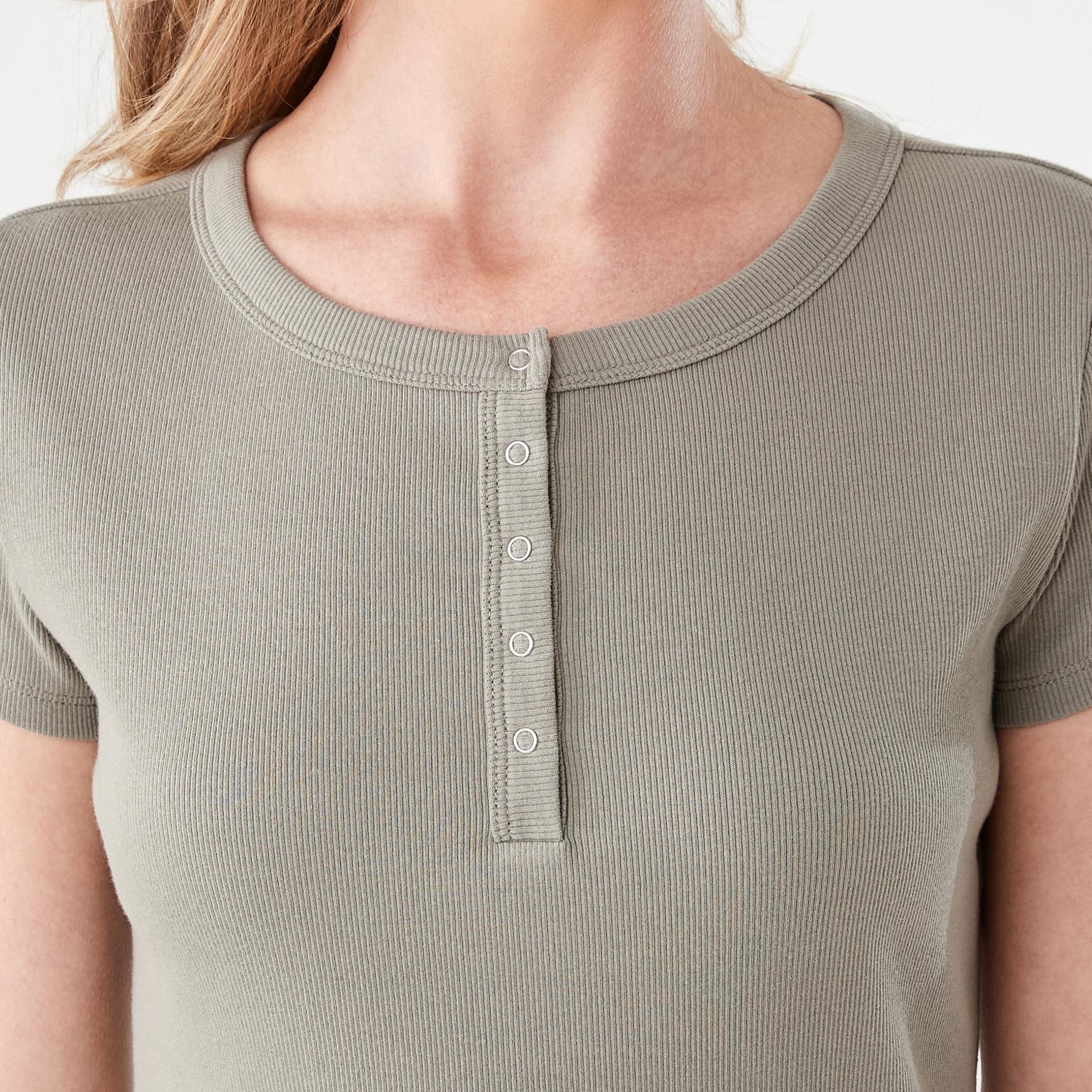 5 Short Sleeve Rib Henley T-shirt LIGHT KHAKI, 5 of 5