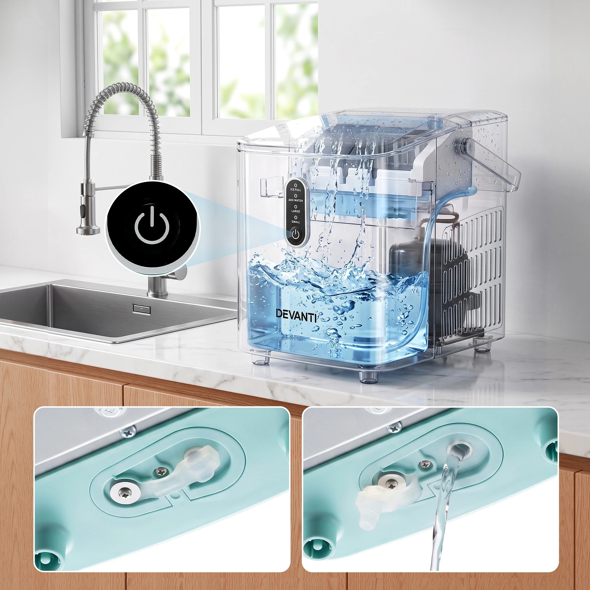 8 Devanti Ice Maker Machine 12kg/24hr- Green, 8 of 10
