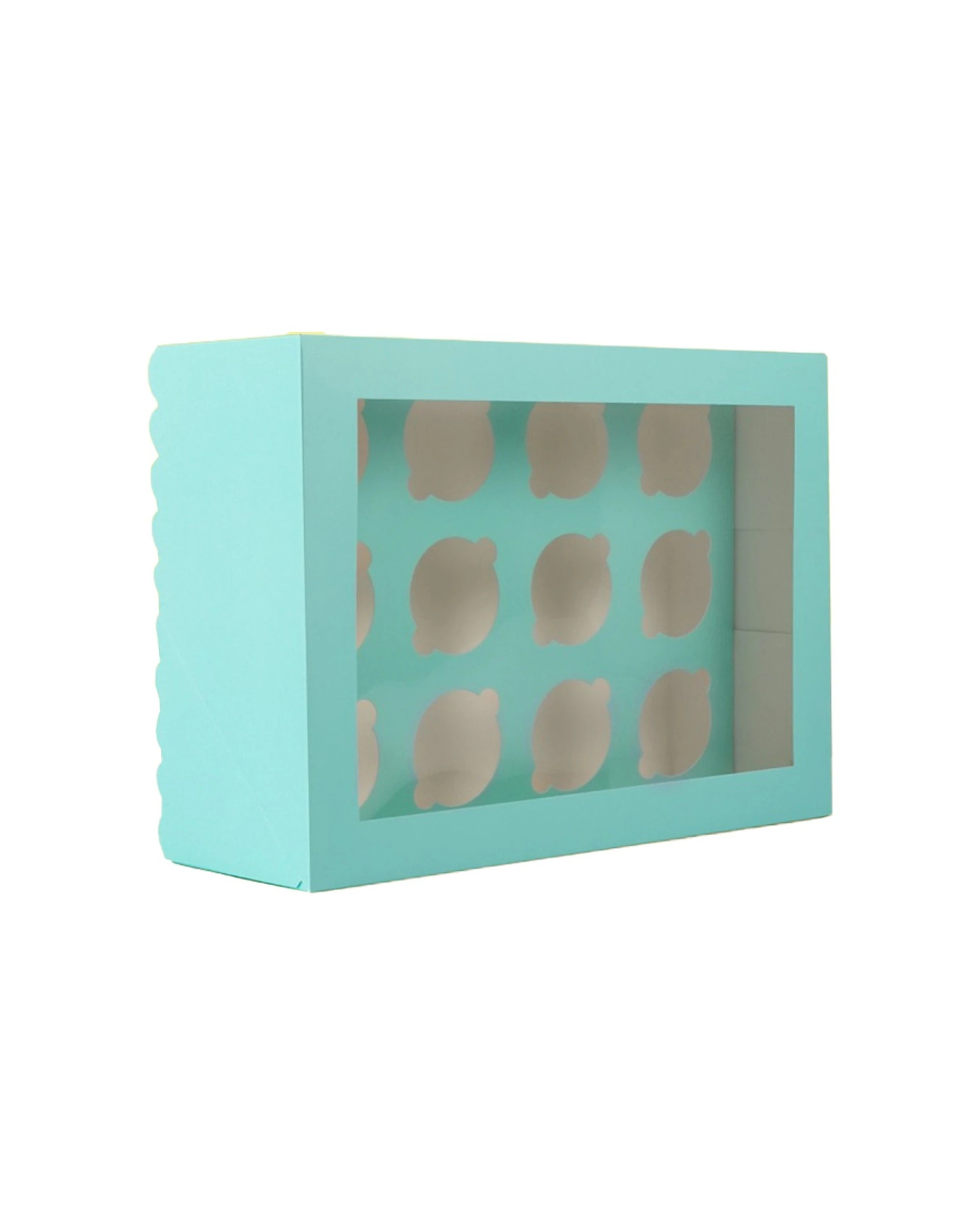 1 Bake Group Papyrus Scalloped Tall Cupcake Storage Box 12 Hold Pastel - Blue, 1 of 1