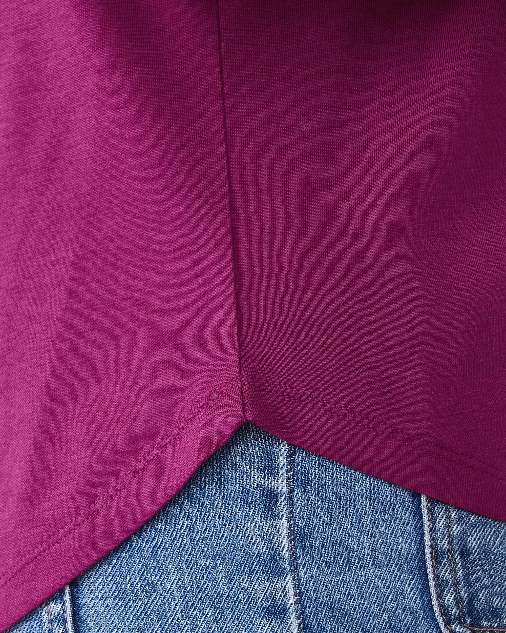 6 Short Extended Sleeve V-Neck T-shirt Fuscia, 6 of 6