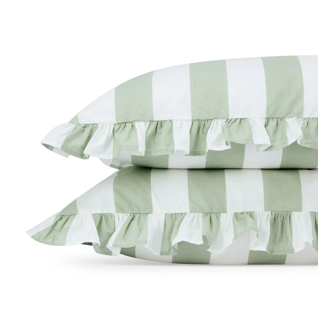 2 250 Thread Count Cotton Ruffle Sheet Set - Double Bed, Sage, 2 of 7