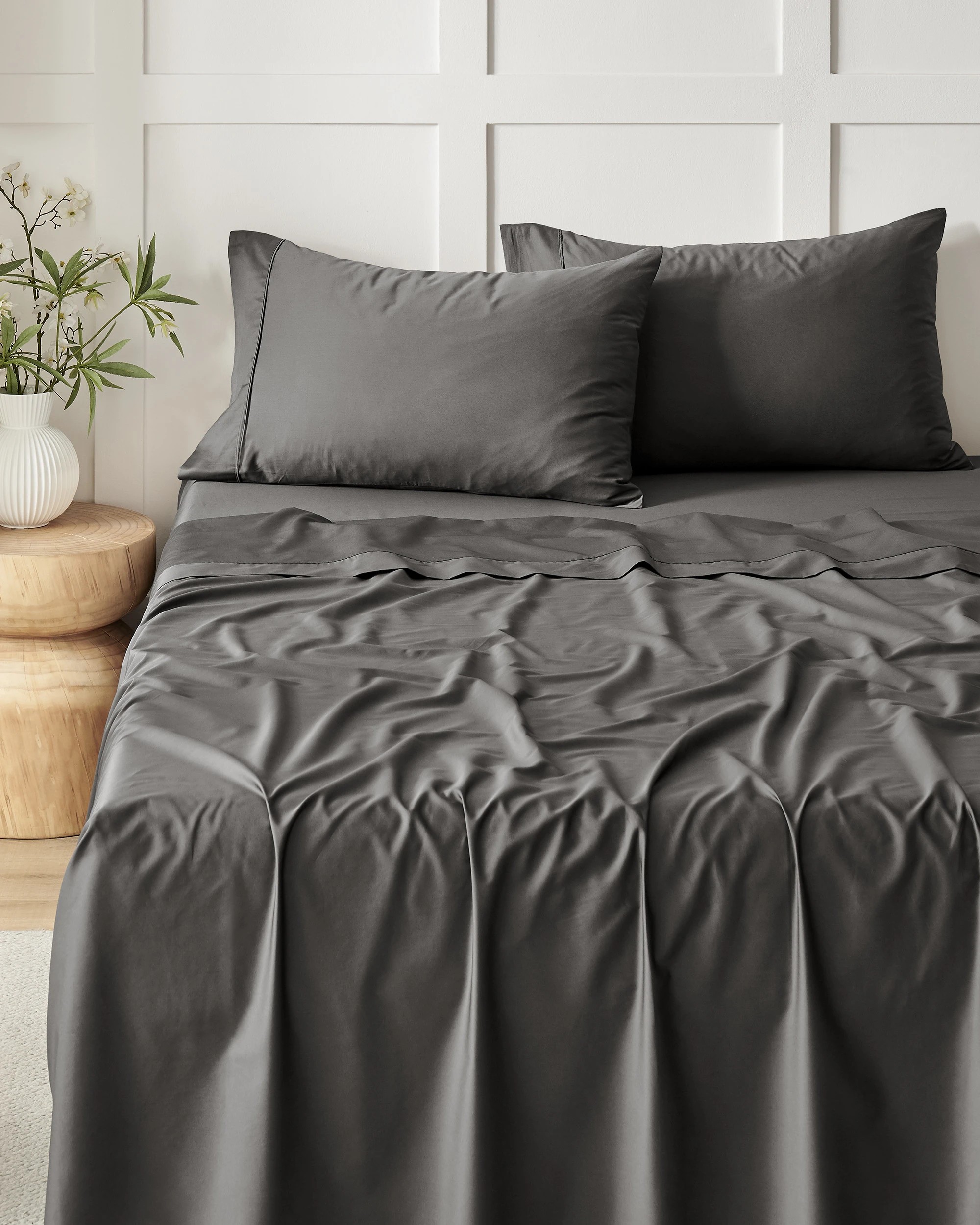 2 Dreamaker 400TC Premium Cotton Sateen Sheet Set - Super King Bed - Charcoal, 2 of 7