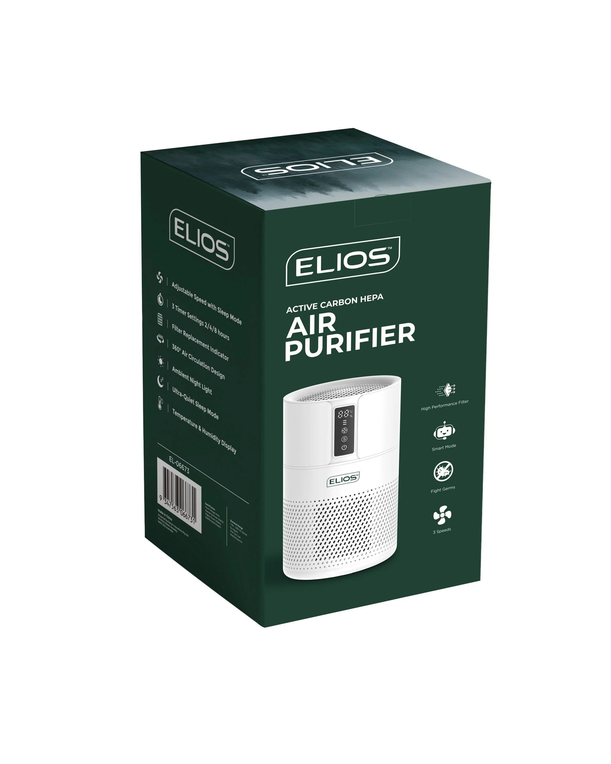 10 Elios Active Carbon HEPA Air Purifier 28cm EL-AP-0010 - White, 10 of 10