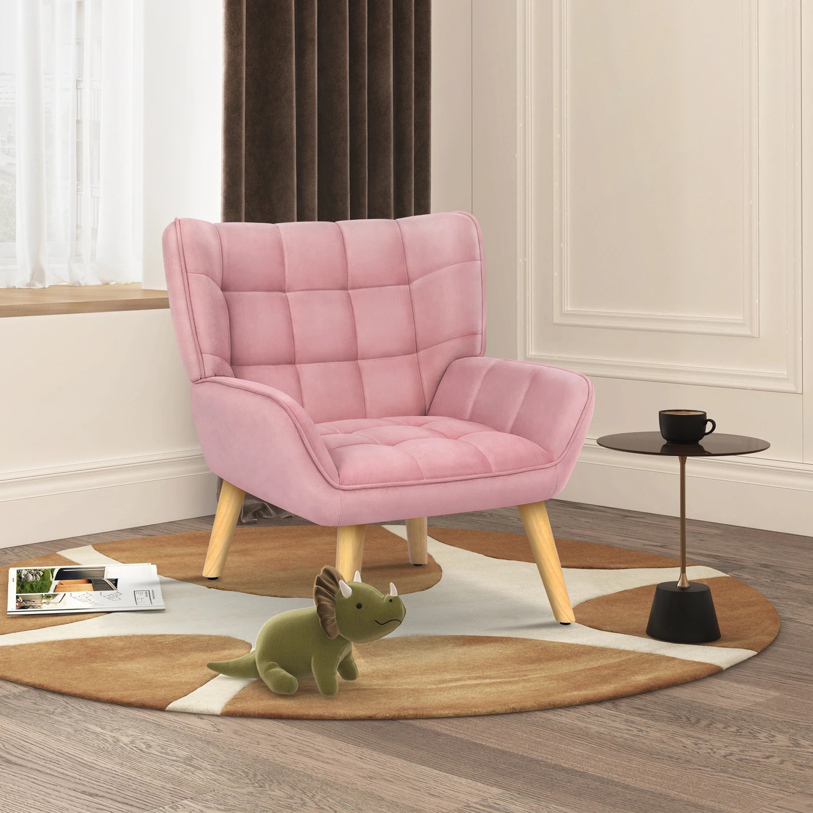 5 Alfordson Armchair Accent Chair Upholstered Lounge Sofa Tub Couch Velvet - Pink, 5 of 9