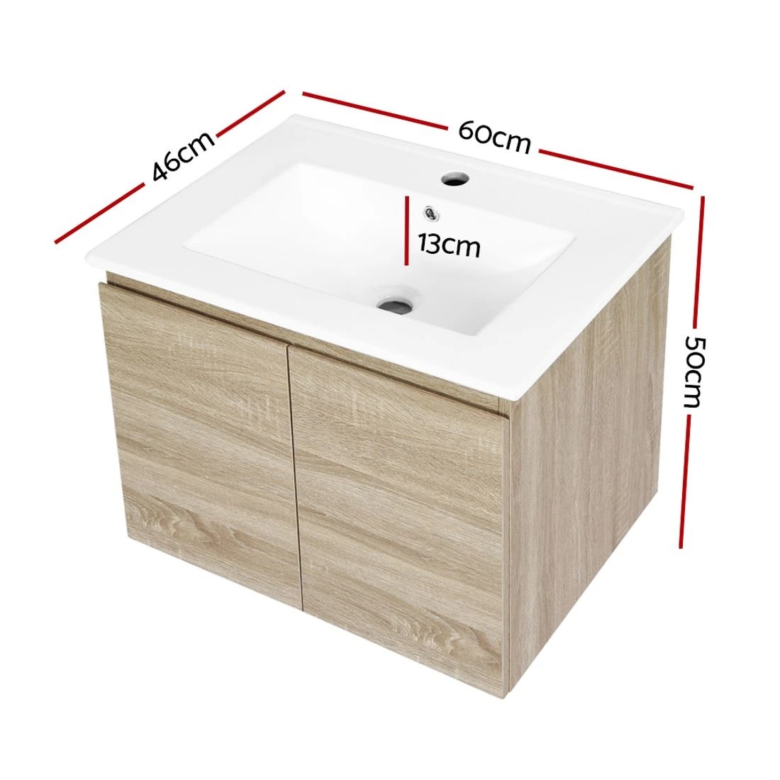 1 Cefito Vanity Unit 600mm with Basin - Brown, 1 of 7