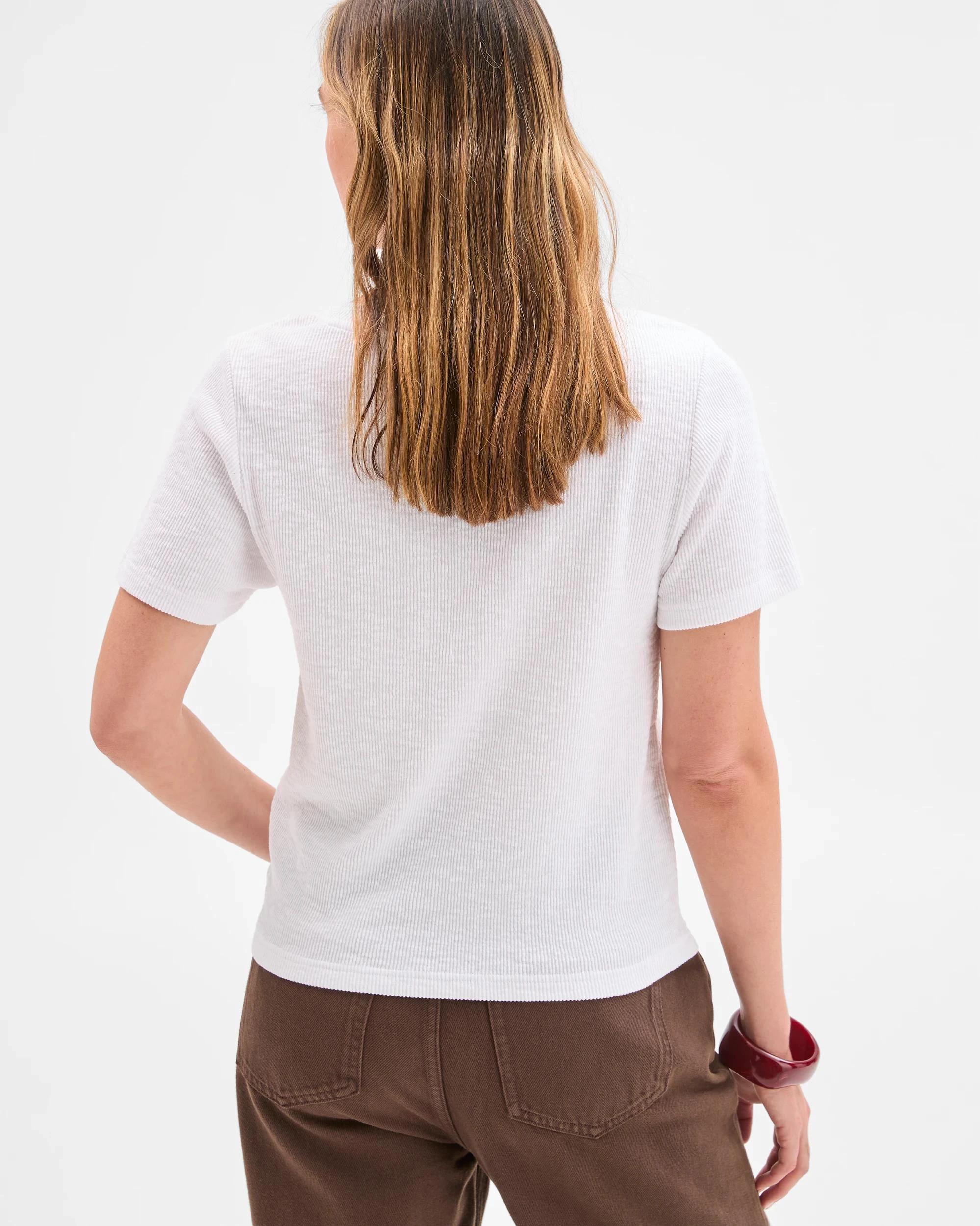 5 Target Woman Australian Cotton Blend Textured Rib Henley T-Shirt WHITE, 5 of 5