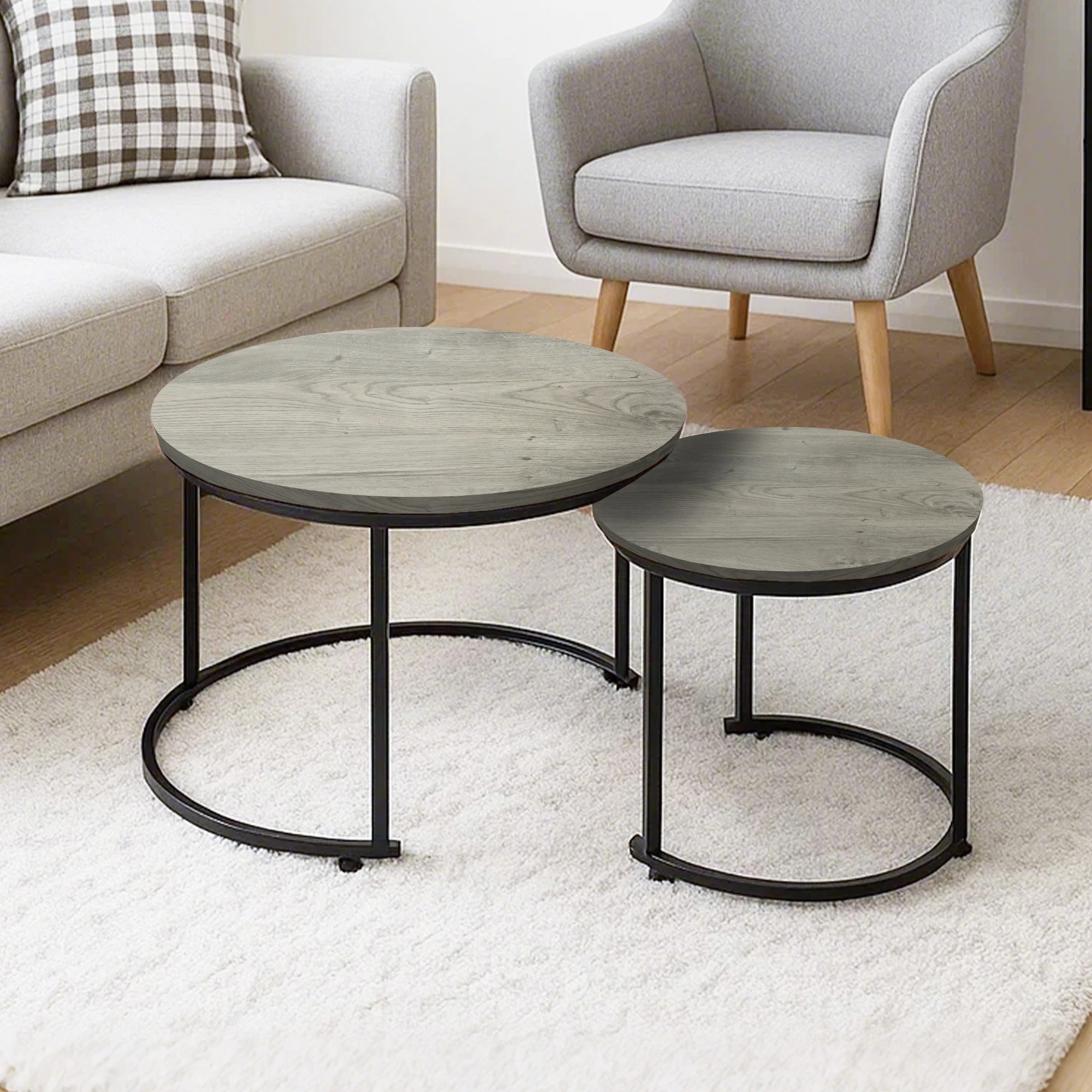 7 Levede Round Nesting Side Table - Grey, 7 of 9