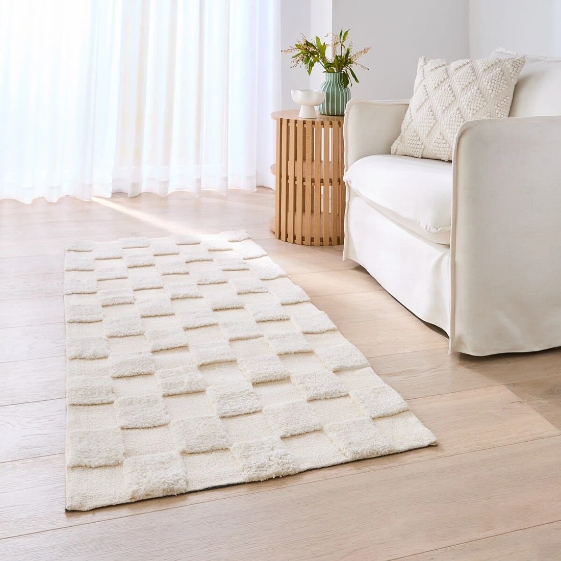 1 Check Rug - Natural, Small - 140cm x 70cm, 1 of 8