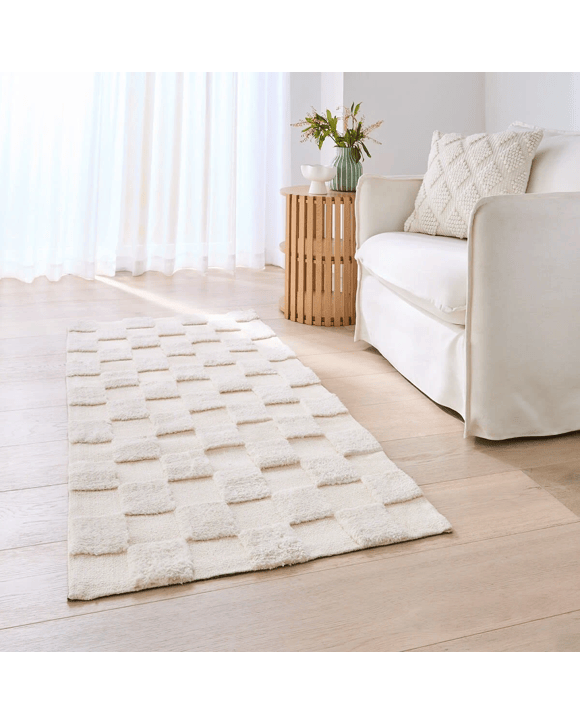 Check Rug - Natural, Small - 140cm x 70cm