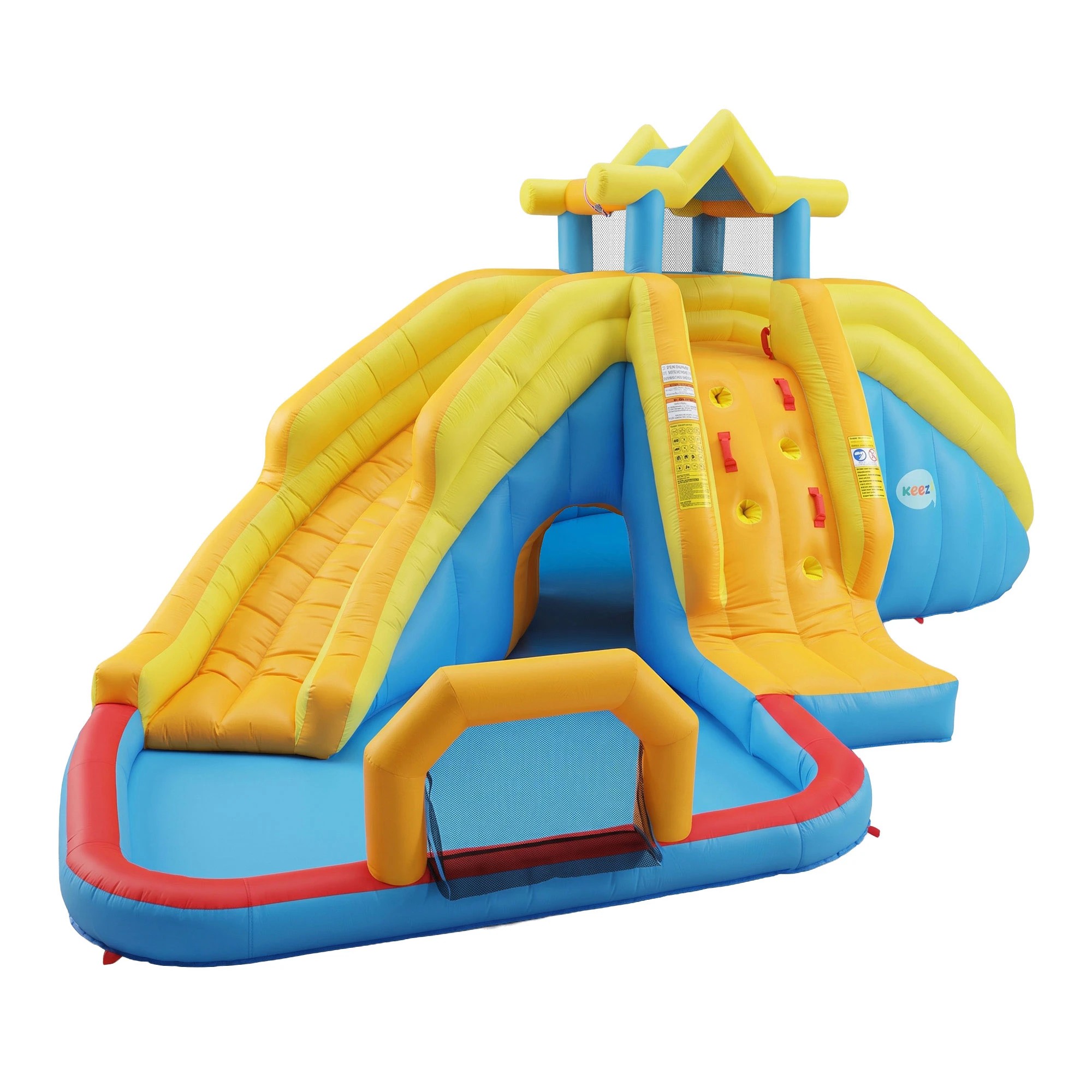 1 Keezi Inflatable Kids Pool Water Slide Splash Castle Dual Slides Football Water Cannon Basketball 622cmx542cm - Multi, 1 of 10