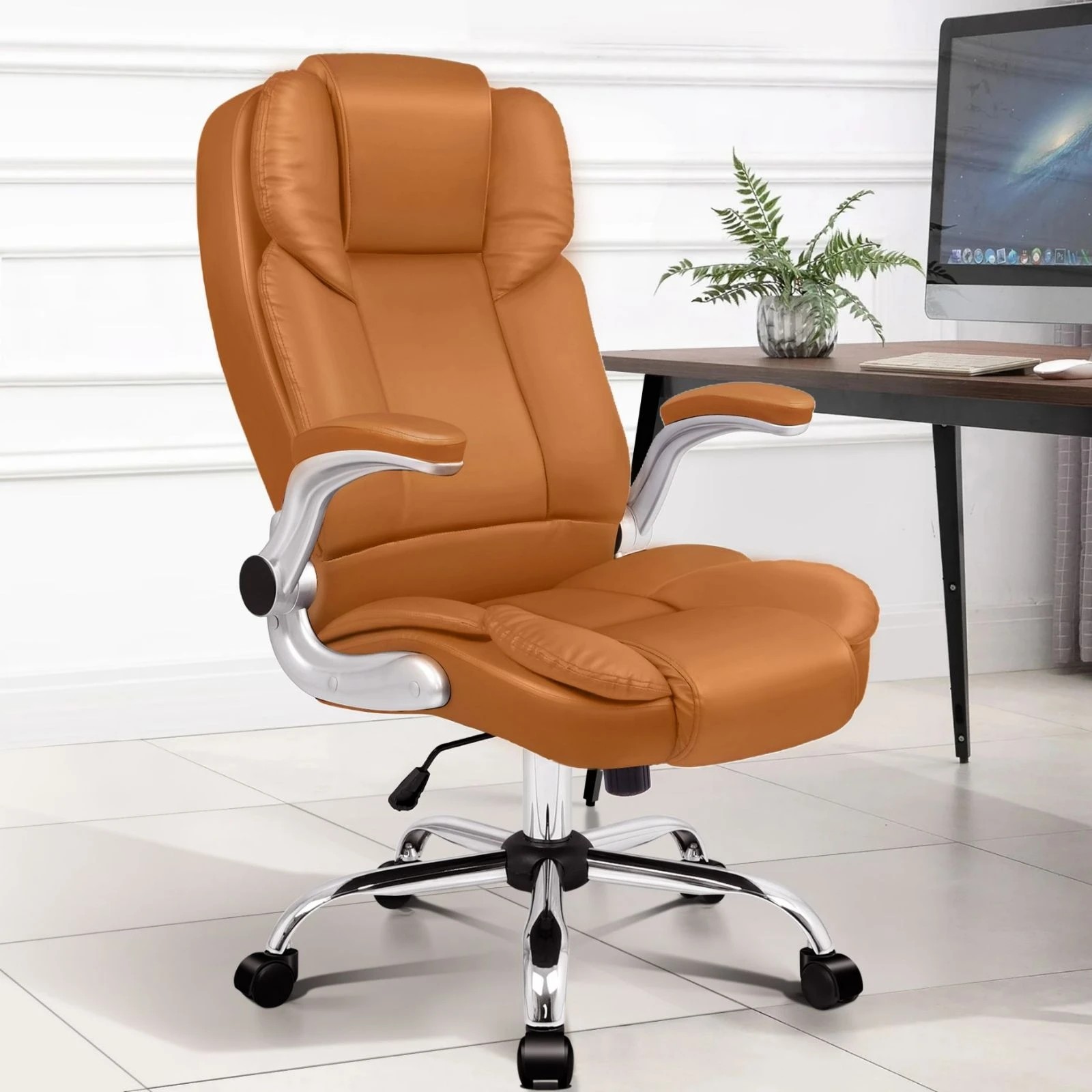 3 Alfordson Office Chair Executive Computer Gaming Racer PU Leather Work Seat - Brown, 3 of 10