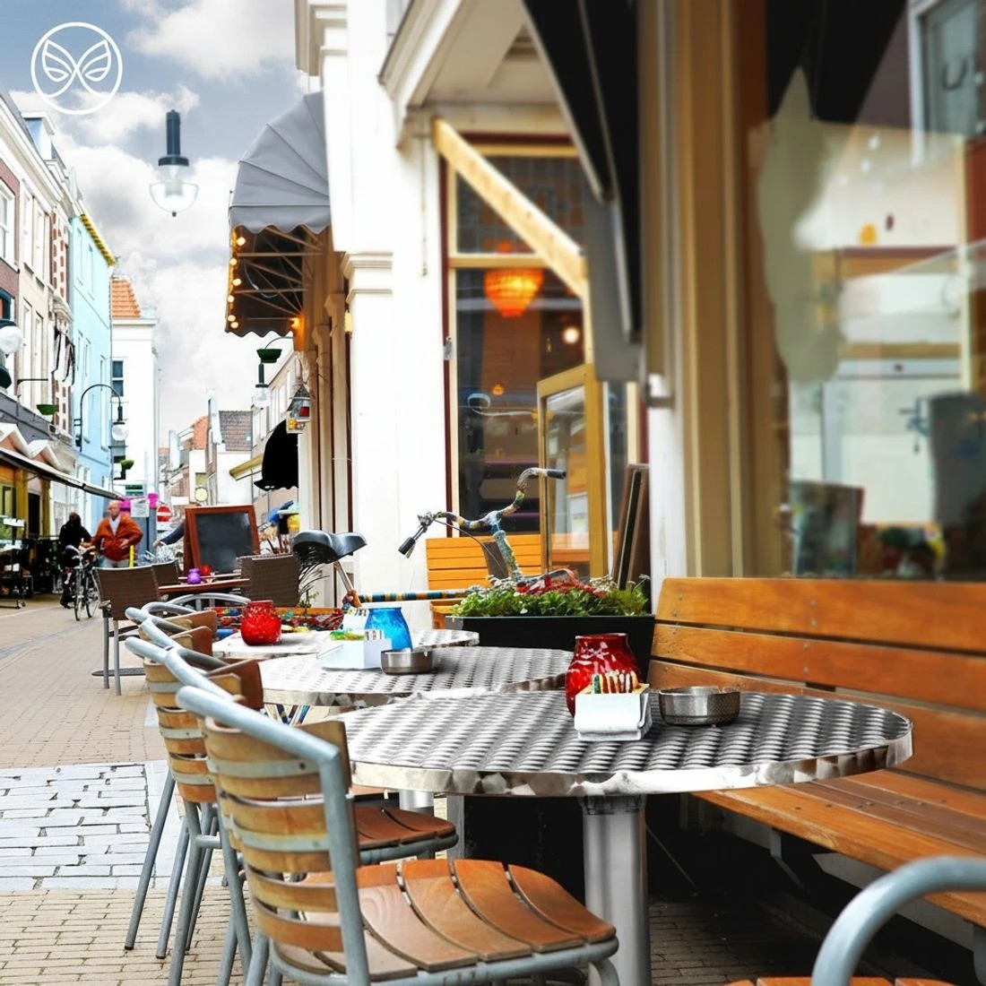 5 Gardeon Set of 6 Outdoor Bar Table Aluminium Round 70/110CM - Silver, 5 of 5