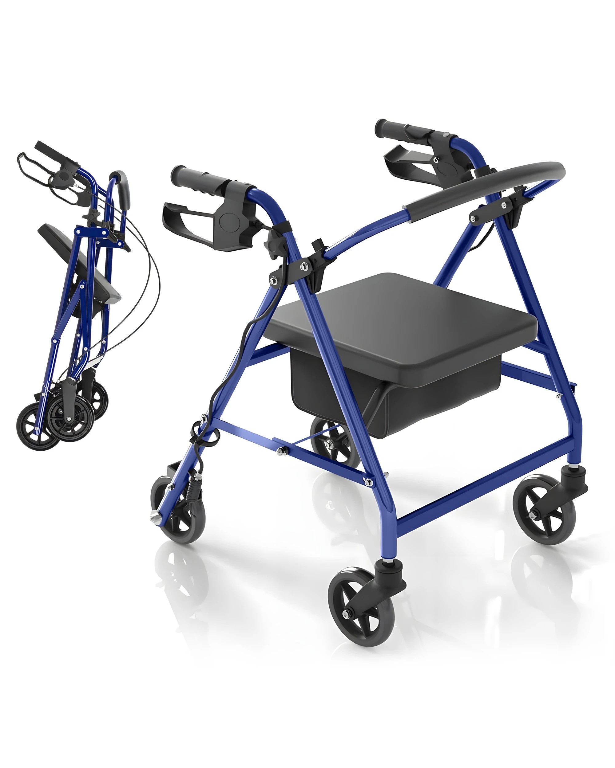 1 Advwin Lightweight Rollator Walker 4-Wheel Folding -Blue, 1 of 7