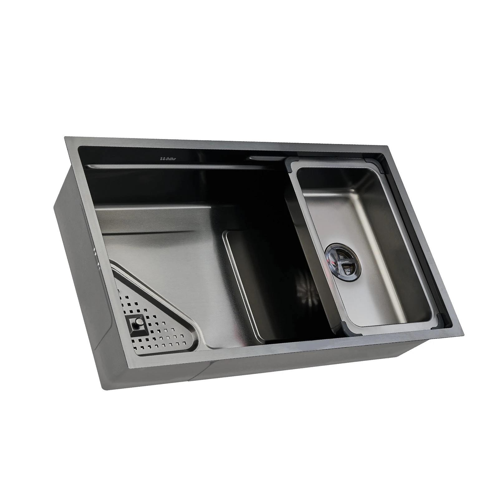 1 Welba Kitchen Sink 75X45CM Stainless Steel Single Bowl Basin With Waste - Black, 1 of 4