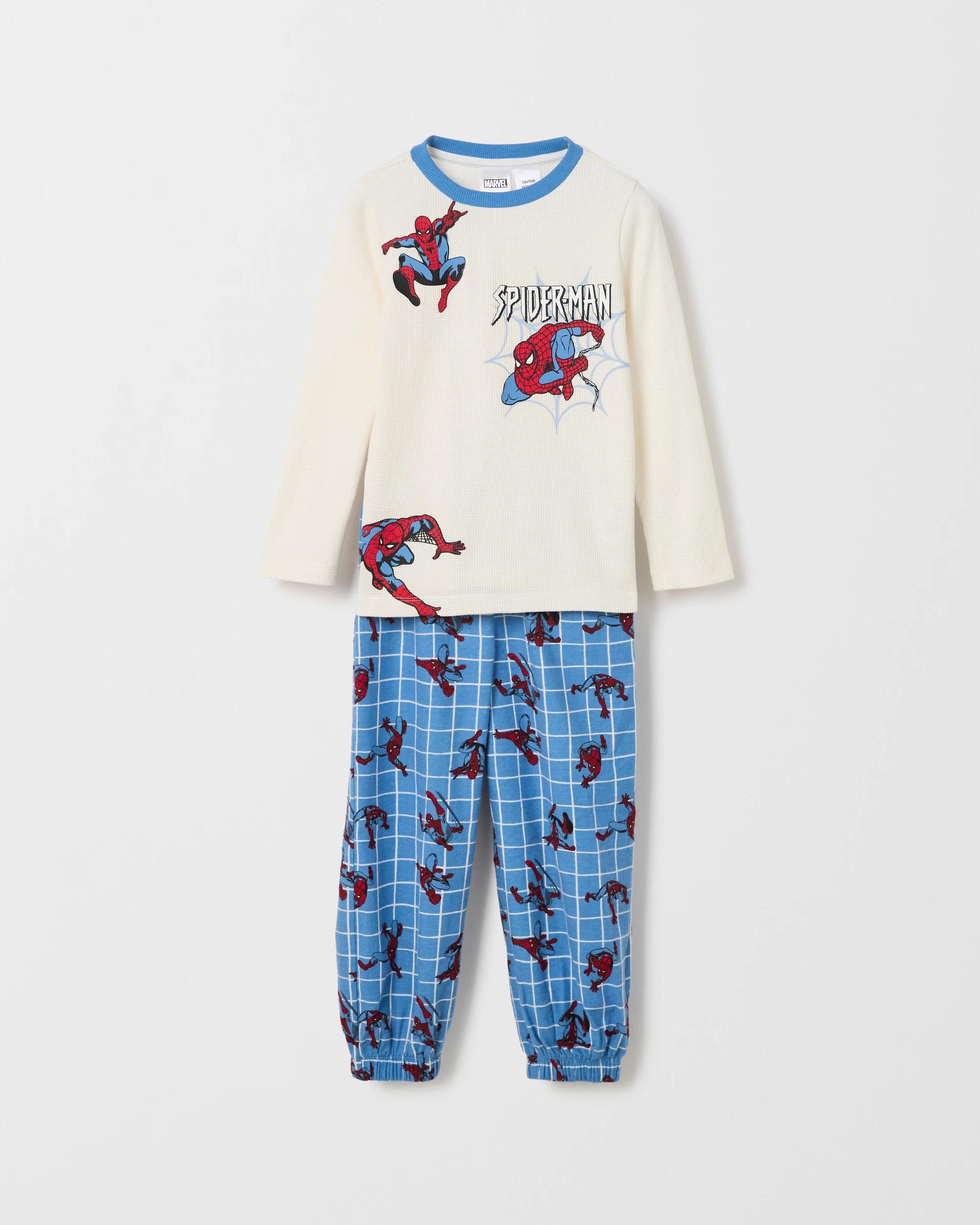 1 Marvel Australian Cotton Younger Boys Waffle/Flannel Pyjama Set SPIDER-MAN, 1 of 3