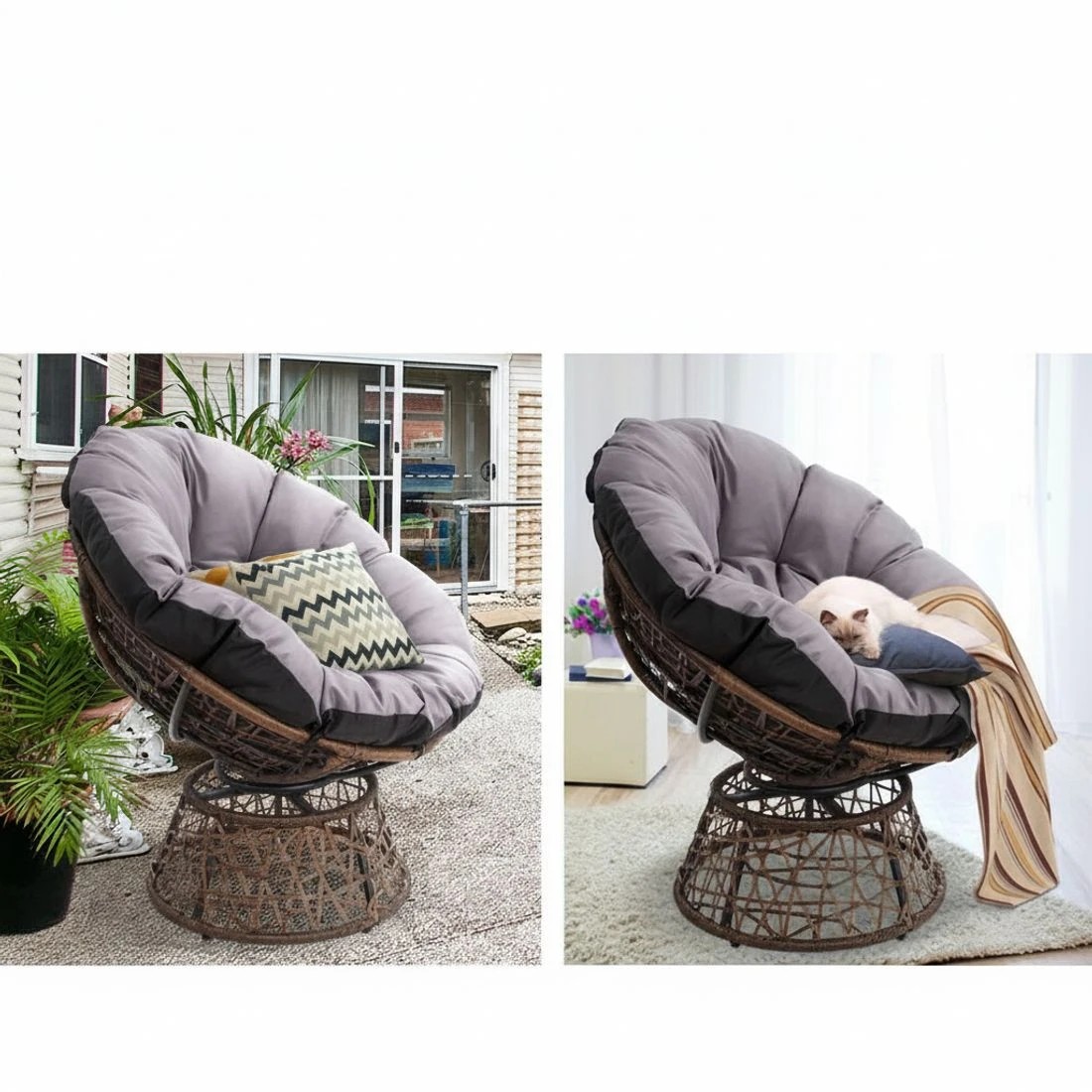 5 Gardeon Outdoor Lounge Setting Papasan Chair Wicker Table Garden Furniture - Brown, 5 of 6