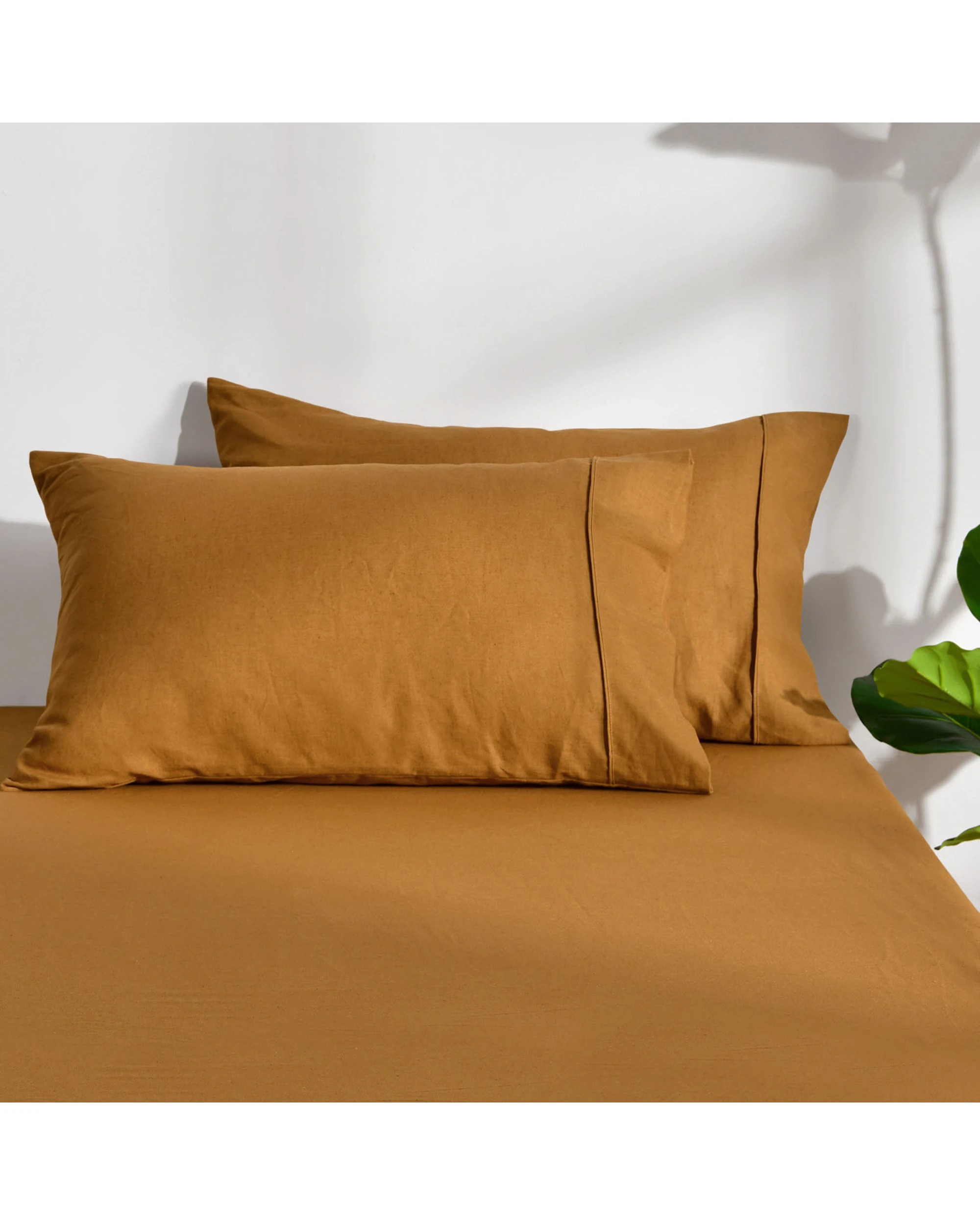 1 Dreamaker Linen Cotton Standard Pillowcase Twin Pack - Rust, 1 of 7
