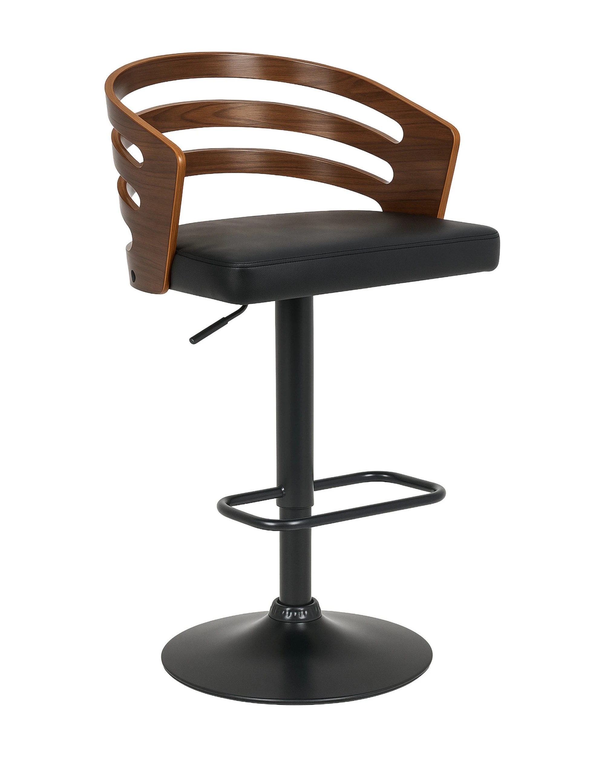 1 Sarantino Bentwood Walnut Barstool Leather Seat And Metal Base, 1 of 10