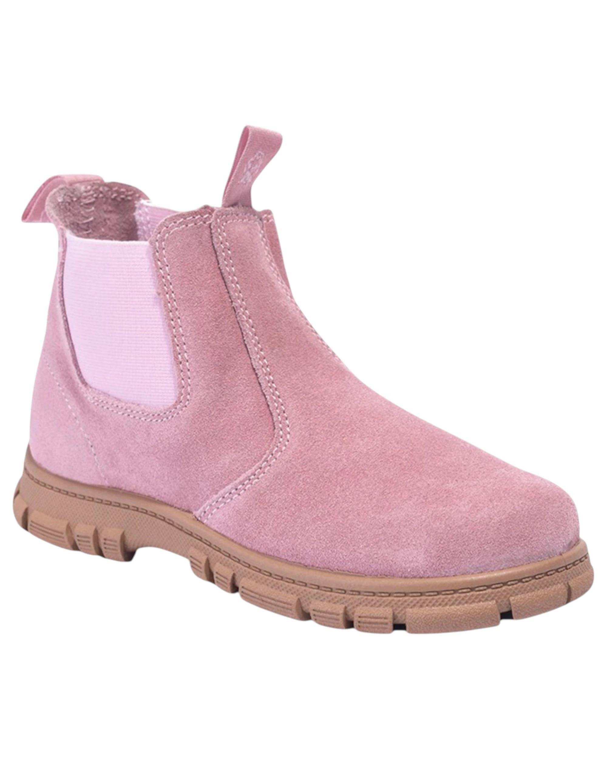 1 Grosby Ranch Junior Girls Boots School Leather Slip On Shoes - Pink PINK, 1 of 4