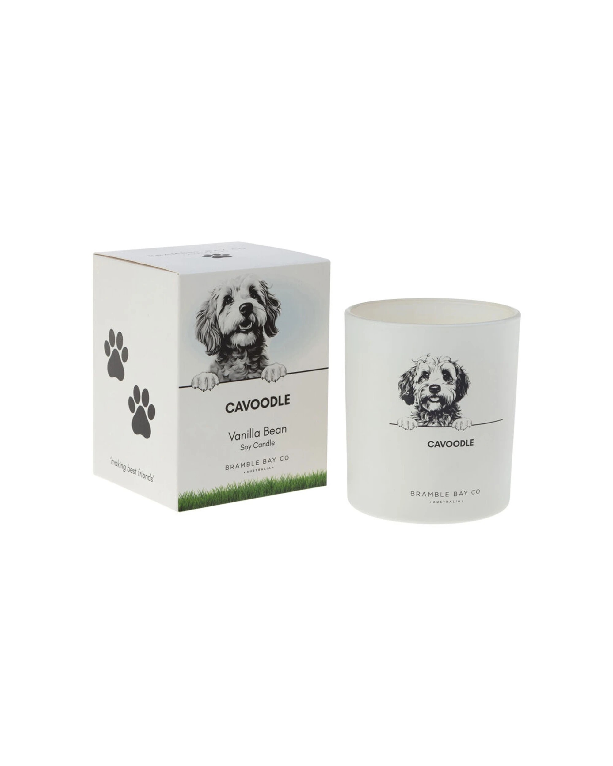 1 Bramble Bay Cavoodle Scented Soy Candle Warm Vanilla Home Fragrance 300g - White, 1 of 2