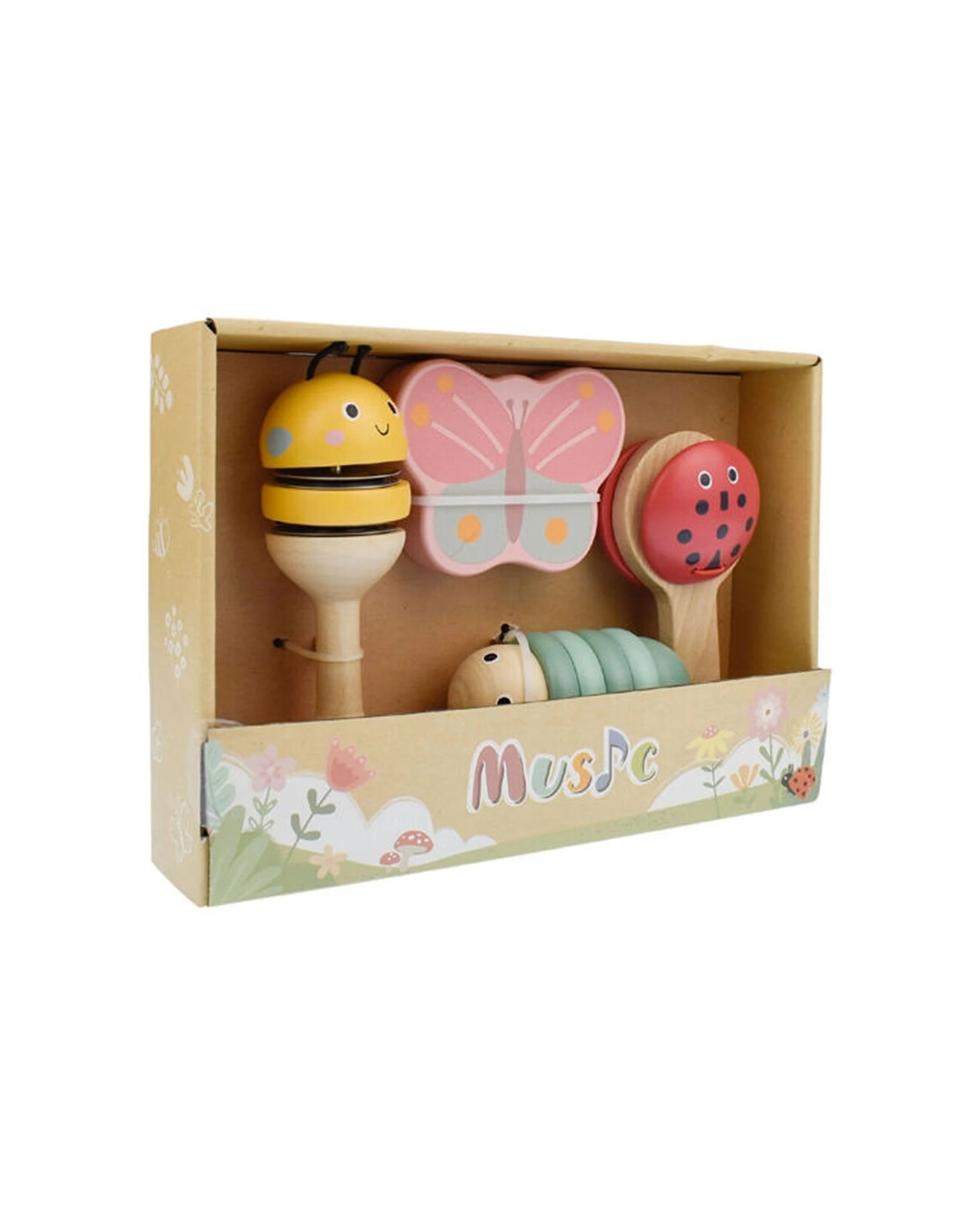 4 Kaper Kidz 4pc Wooden Spring Insect Music Set Kids Toy - Multi, 4 of 6