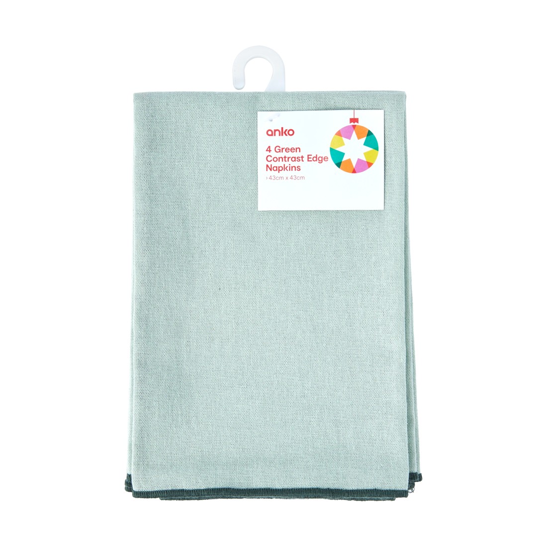 4 4 Pack Green Contrast Edge Napkins, 4 of 4