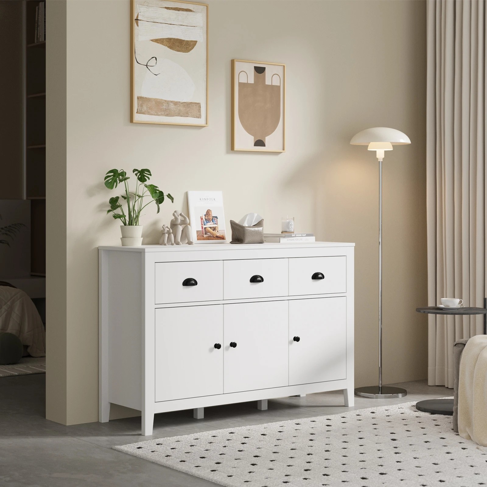 3 Oikiture Buffet Sideboard Cupboard
 - White, 3 of 10