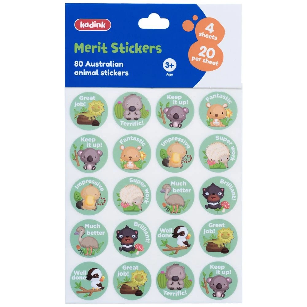 1 Kadink Merit Stickers 80 Pack Australian Animals, 1 of 1
