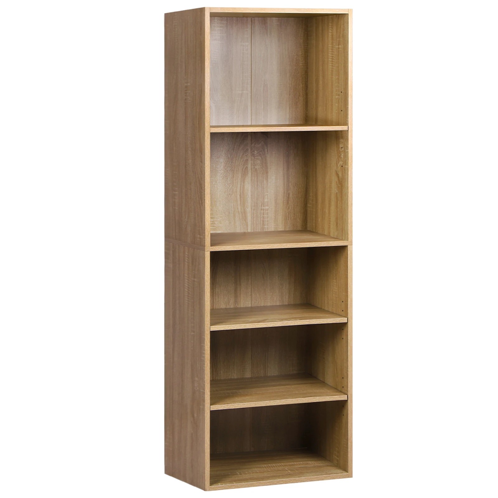 1 Alfordson Office Storage Cabinet 5 Shelves Bookcase Tallboy Bedroom - Oak, 1 of 9