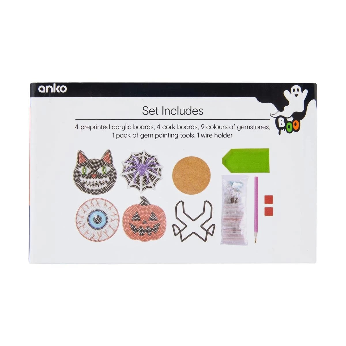 4 Halloween Gem Art Coasters Kit, 4 of 4
