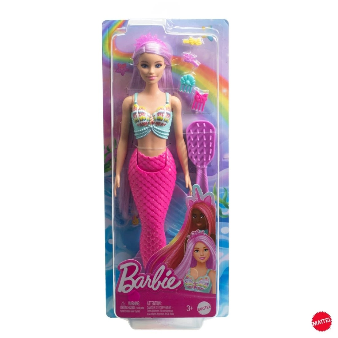 1 Barbie Mermaid Doll with 18cm Long Fantasy Hair and Accessories Playset, 1 of 6