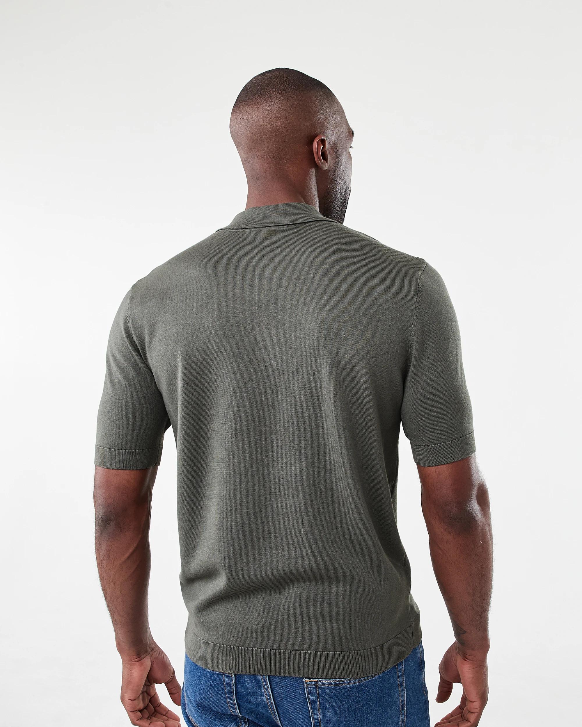 3 Button Up Knit Polo T-shirt Sage Mist, 3 of 5