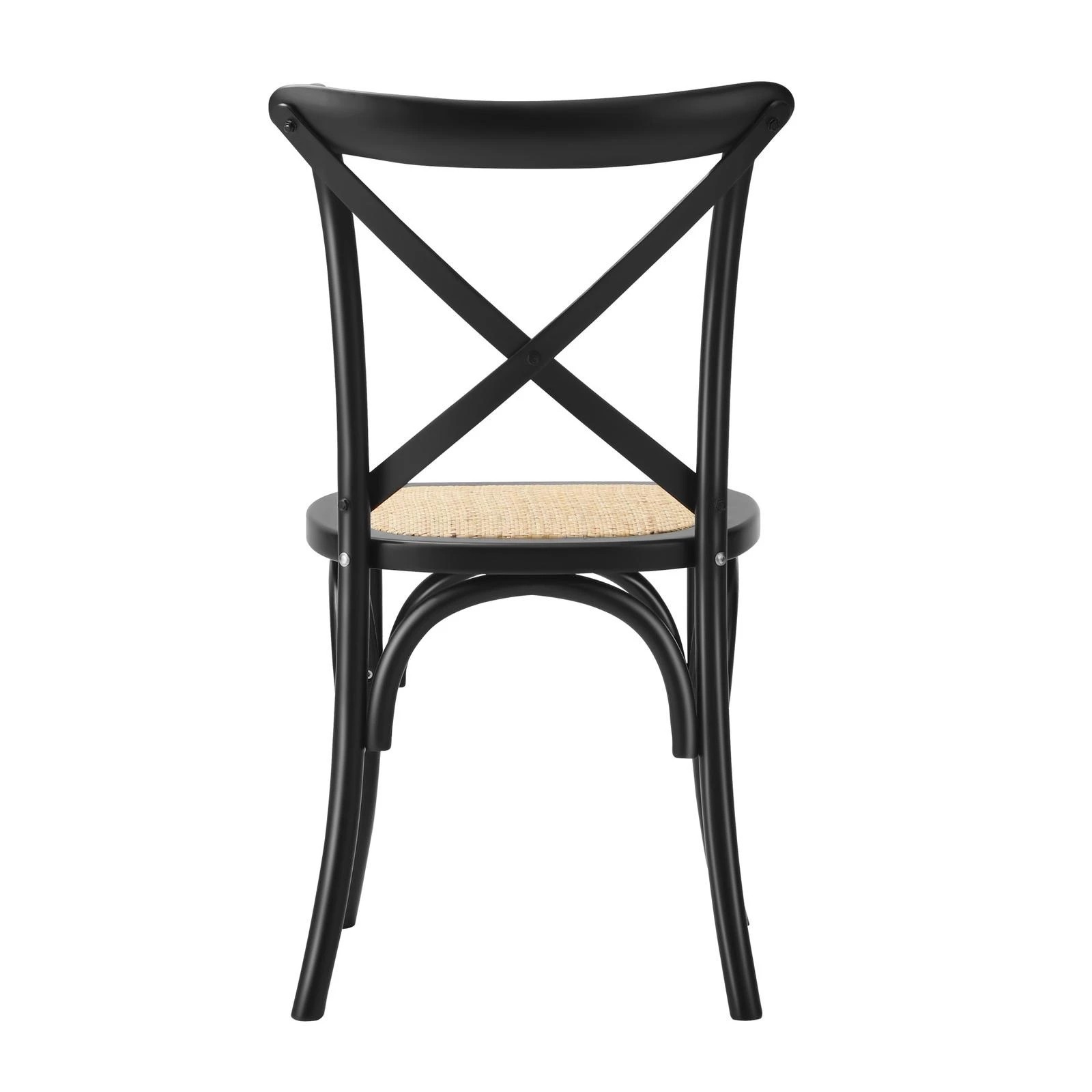 10 Oikiture 2pcs Crossback Dining Chair Solid Birch Timber Wood Ratan Seat
 - Black, 10 of 10