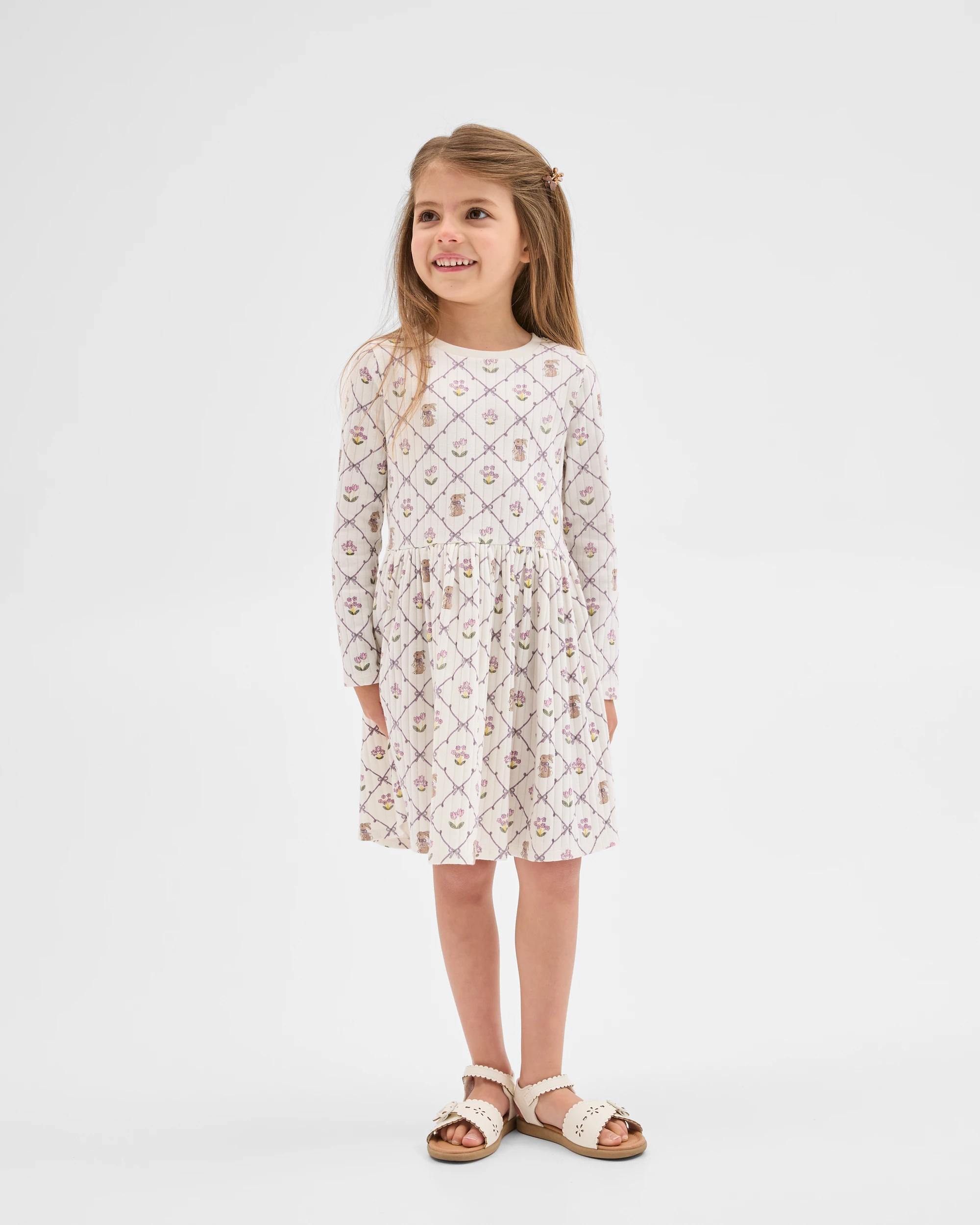 1 Target Kids Easter Australian Cotton Blend Long Sleeve Knit Dress AOP MULTI, 1 of 6