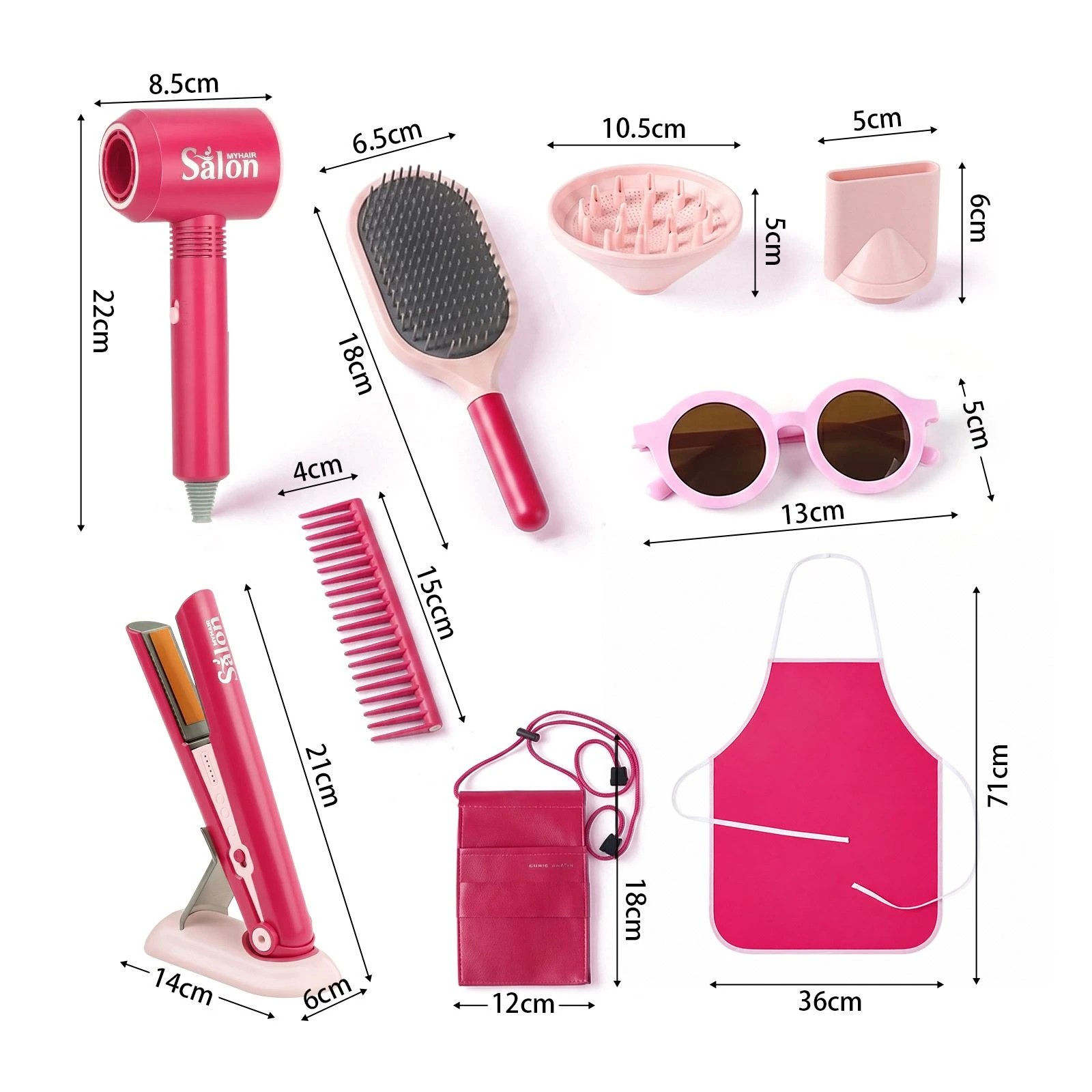 3 Ausway 22 PCS Girls Hair Salon Pretend Play Toy Set with Hairdryer, 3 of 7