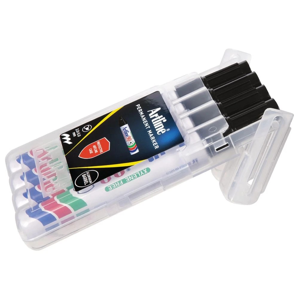 4 Artline 90 Permanent Markers Black 4 Pack, 4 of 5