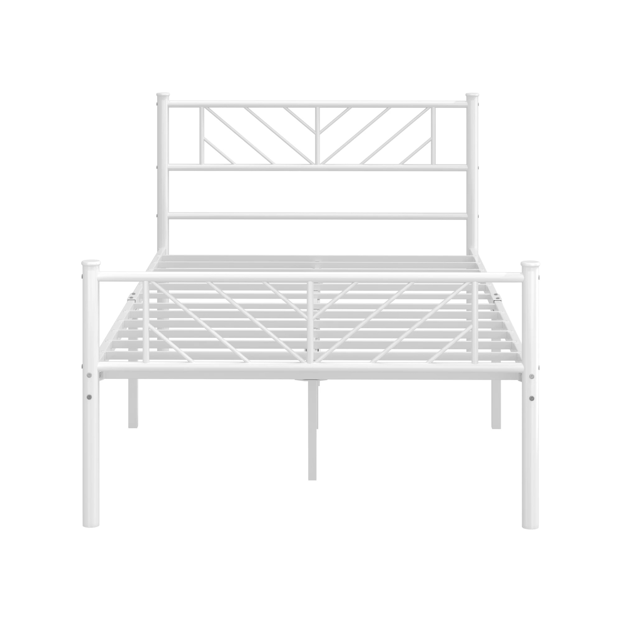 6 Oikiture Metal Bed Frame King Single Size Metal Base Mattress Platform - White, 6 of 9