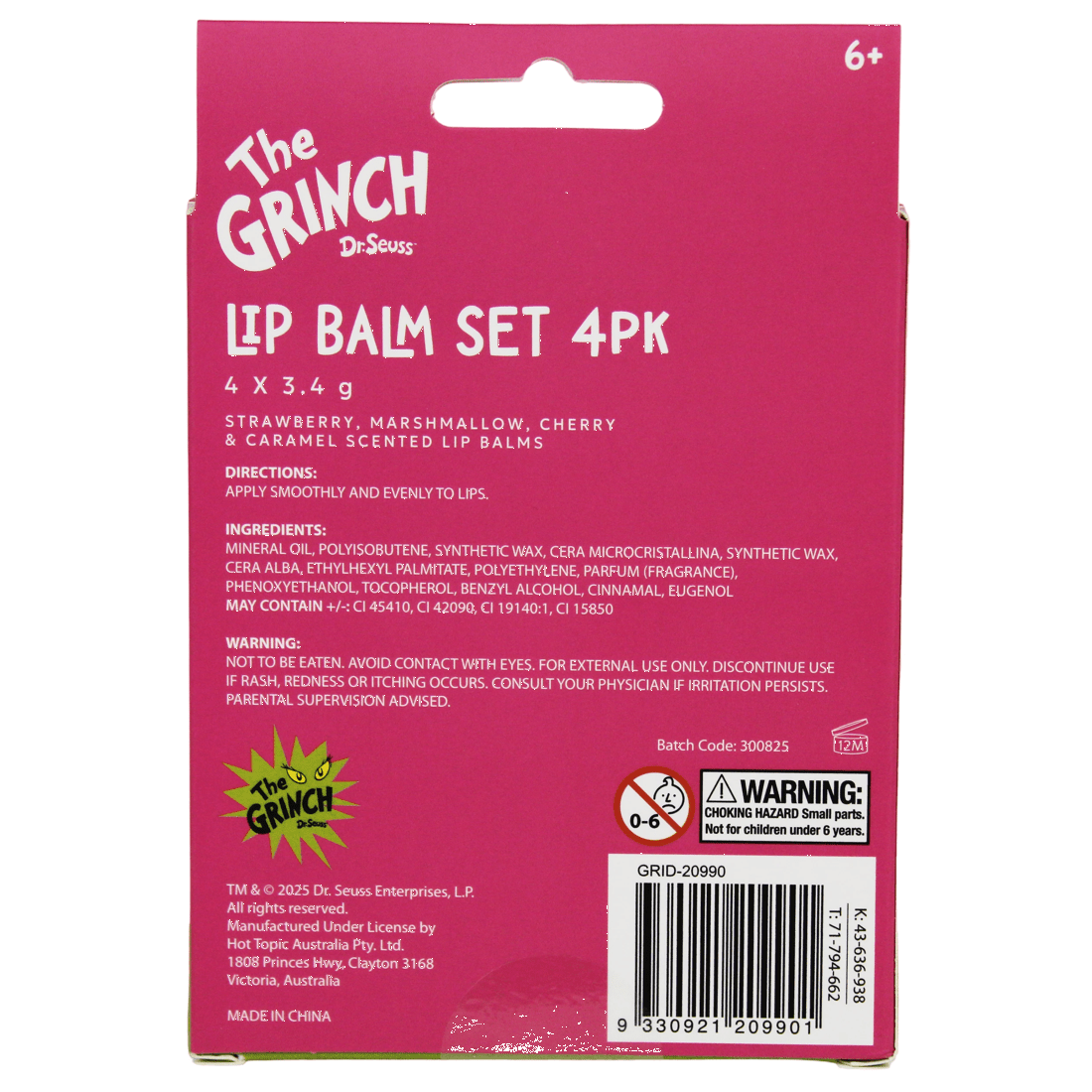4 Dr. Seuss' The Grinch 4 Pack Lip Balm Set, 4 of 4