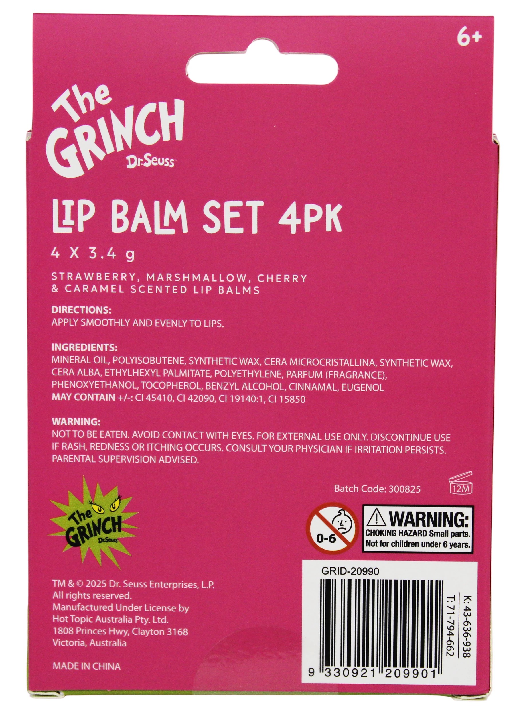 4 Dr. Seuss' The Grinch 4 Pack Lip Balm Set, 4 of 4